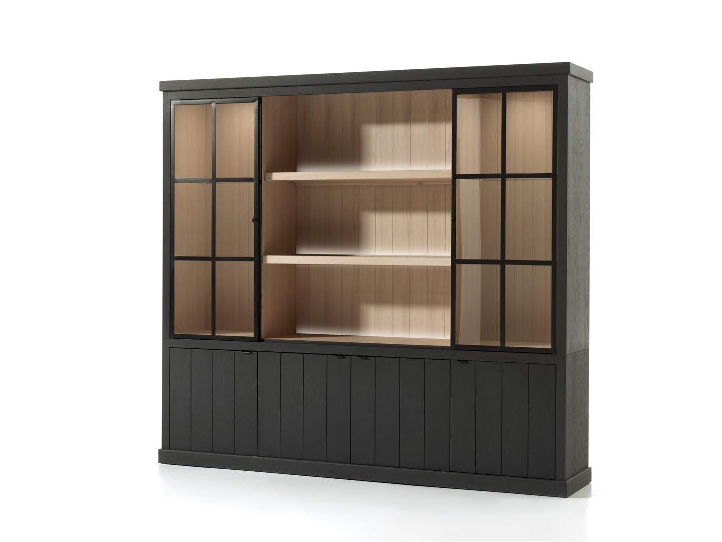 Vitrine Brighton 241cm - black matte/naturel