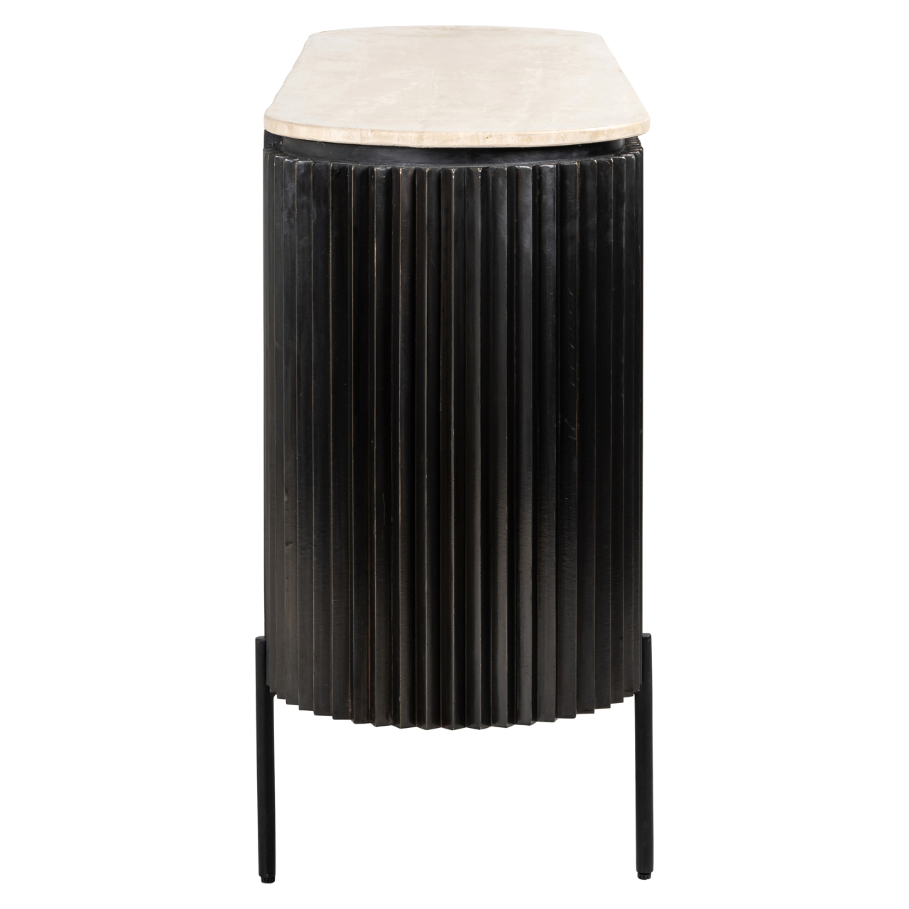 Dressoir Hampton - travertine/metaal/MDF donkerbruin