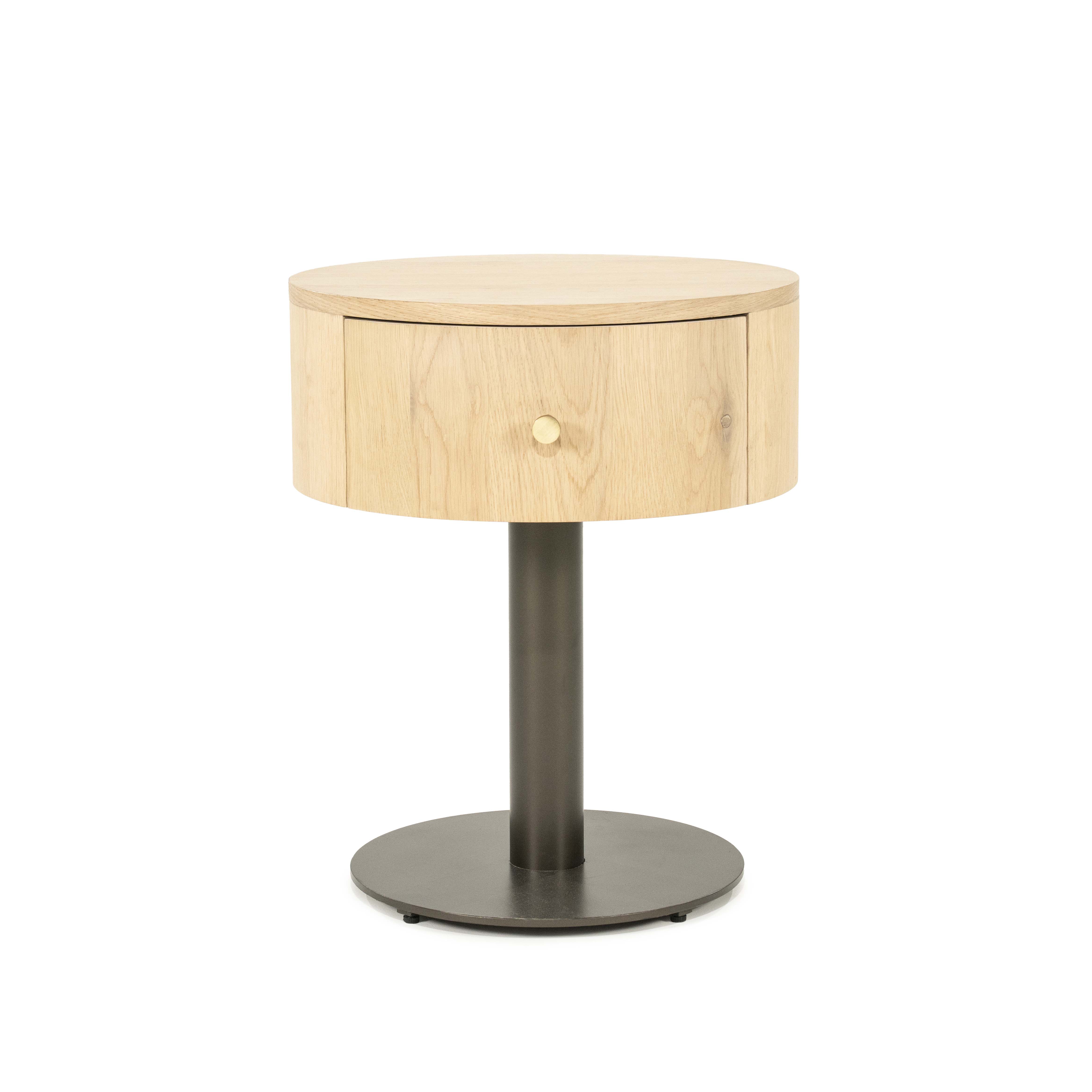 Nachtkastje - eik naturel/metaal