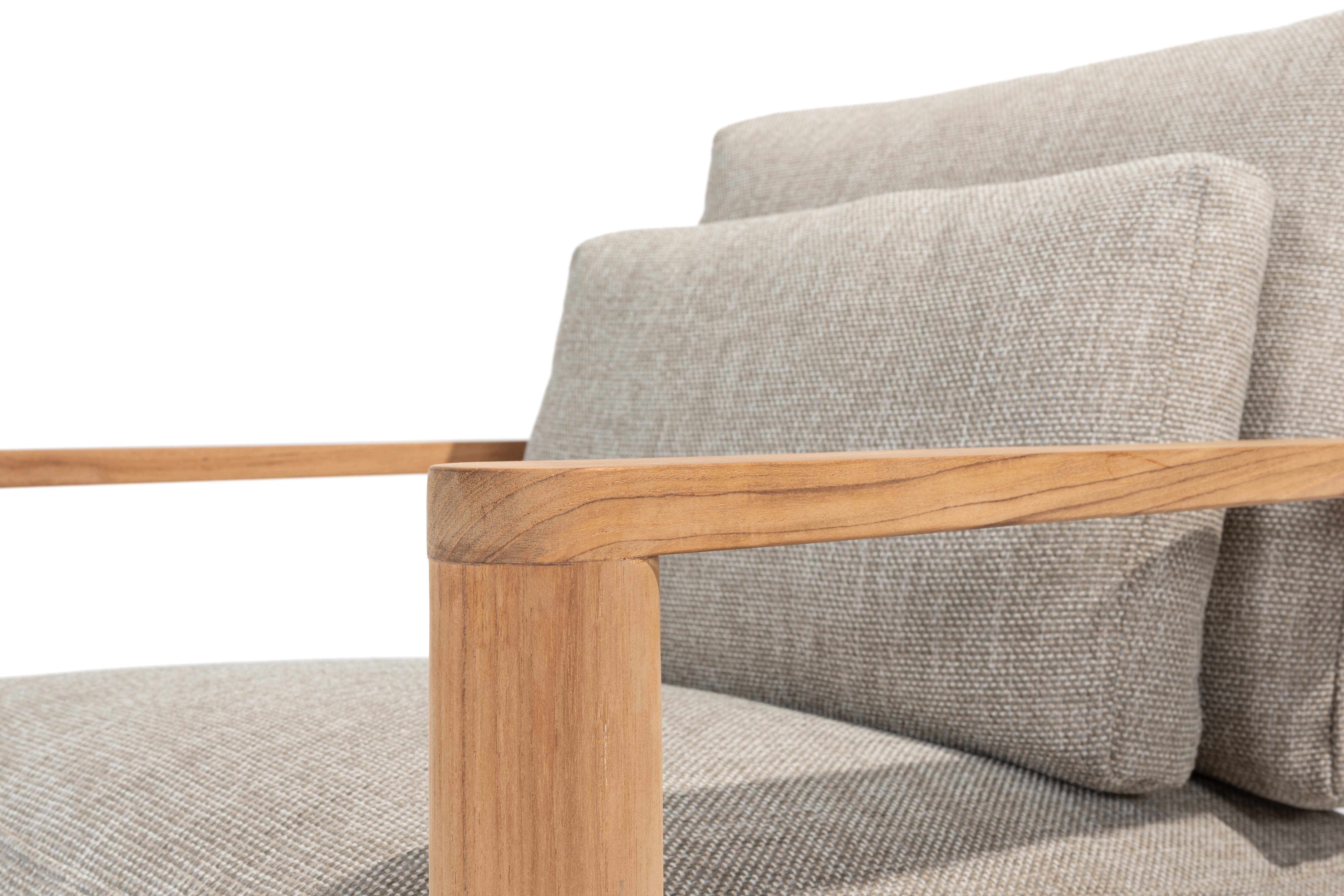 Loungestoel Lucas - teak/webbing beige