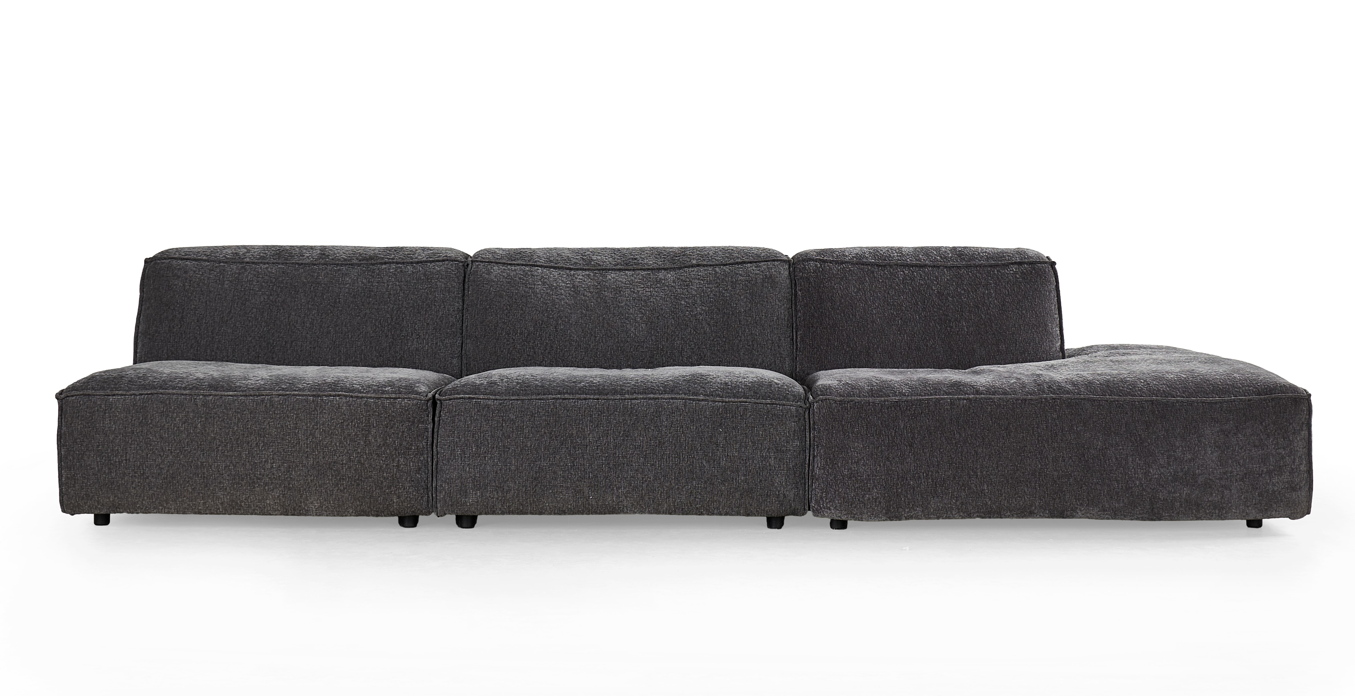Salon met ottoman (rechts) - grijs