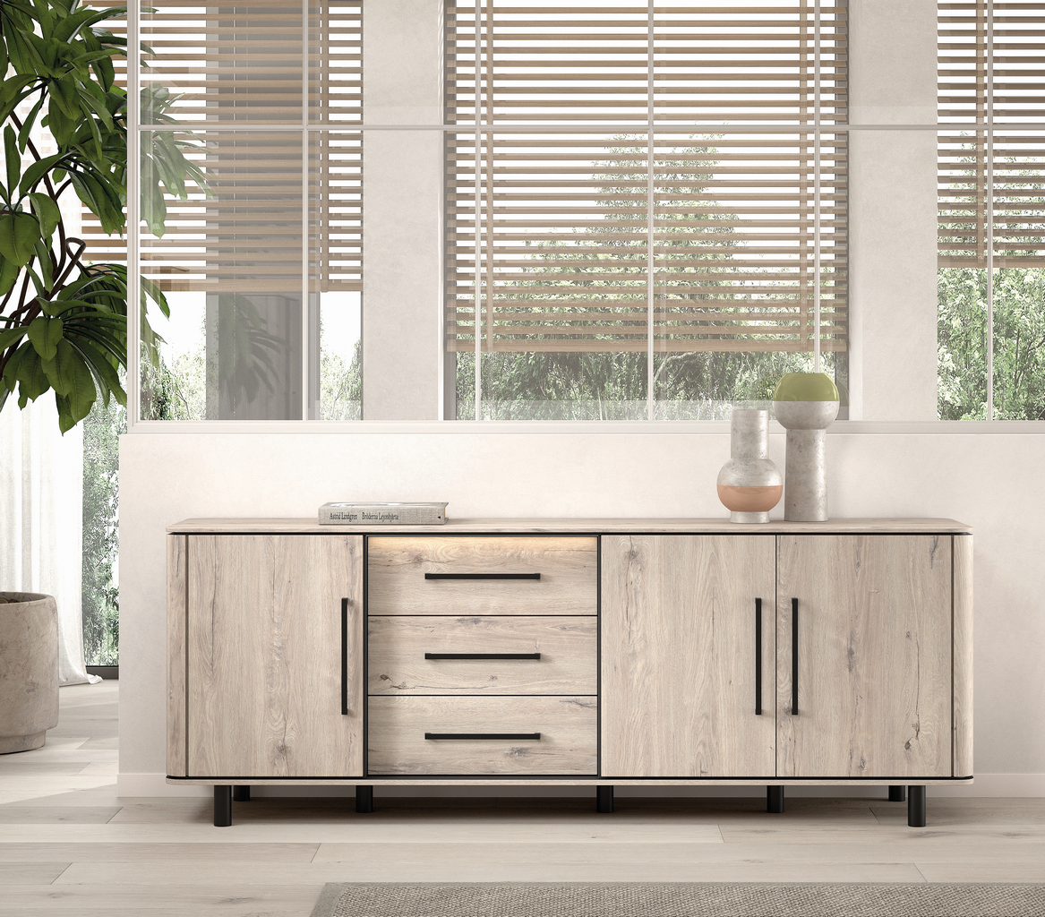 Dressoir met 3 deuren en 3 lades - licht eiken