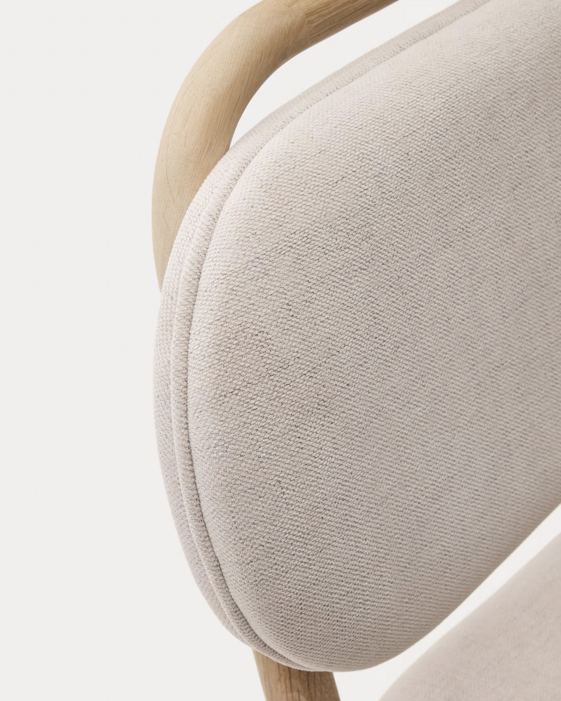 Eetkamerstoel met handvat - chenille beige