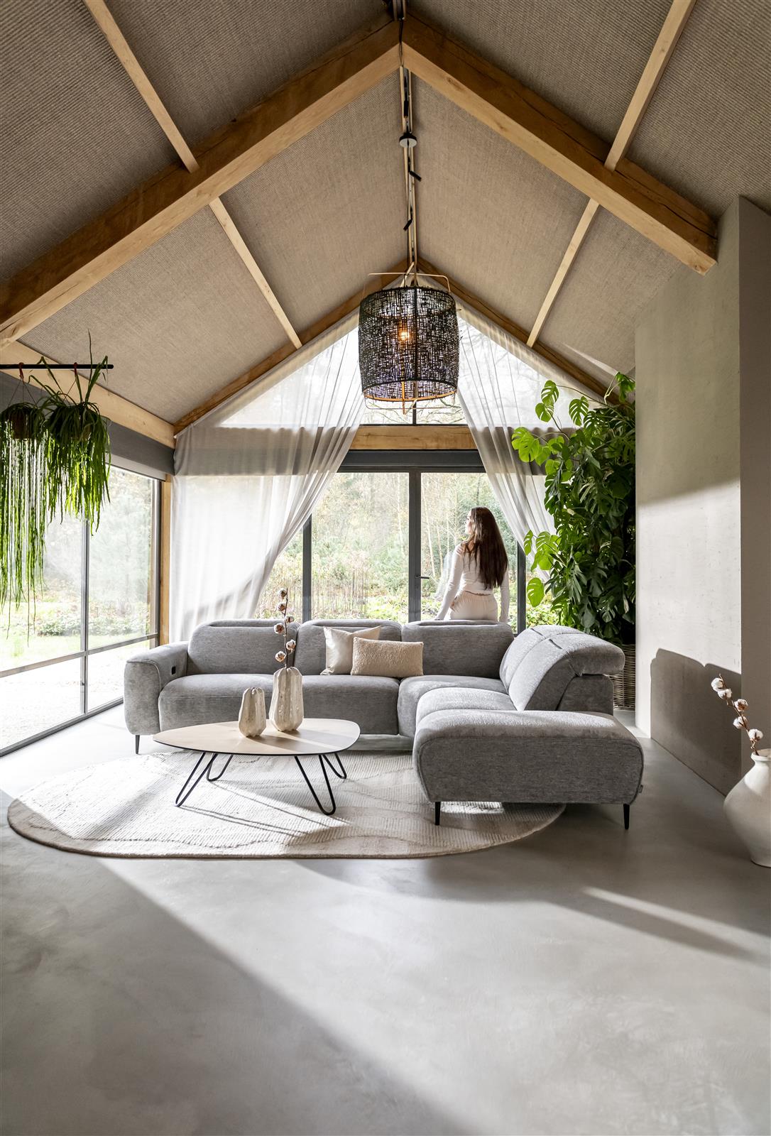 Hoeksalon met relaxfunctie - donkergrijs