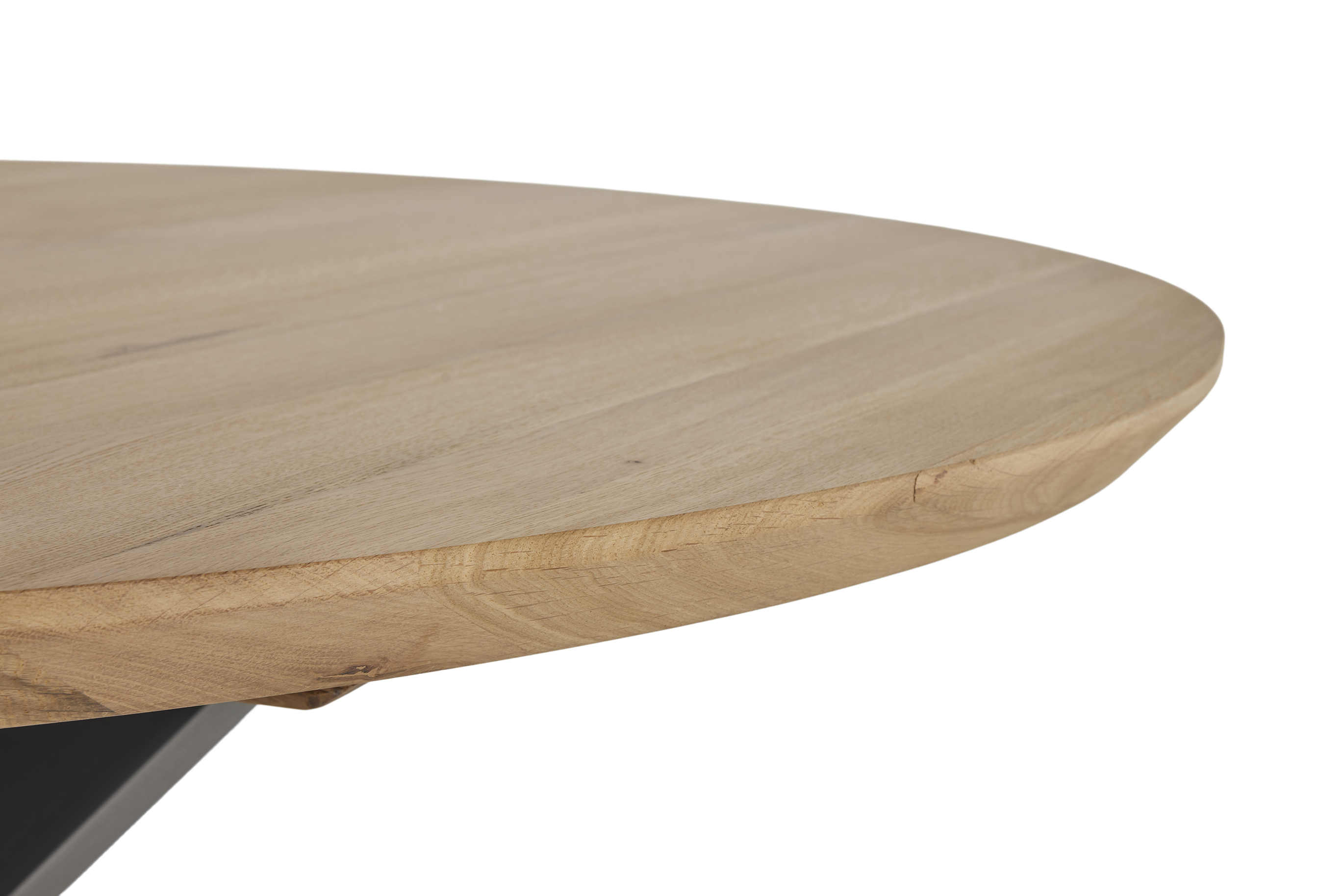 Ronde tafel diam.140cm - massief eik/zwart metaal