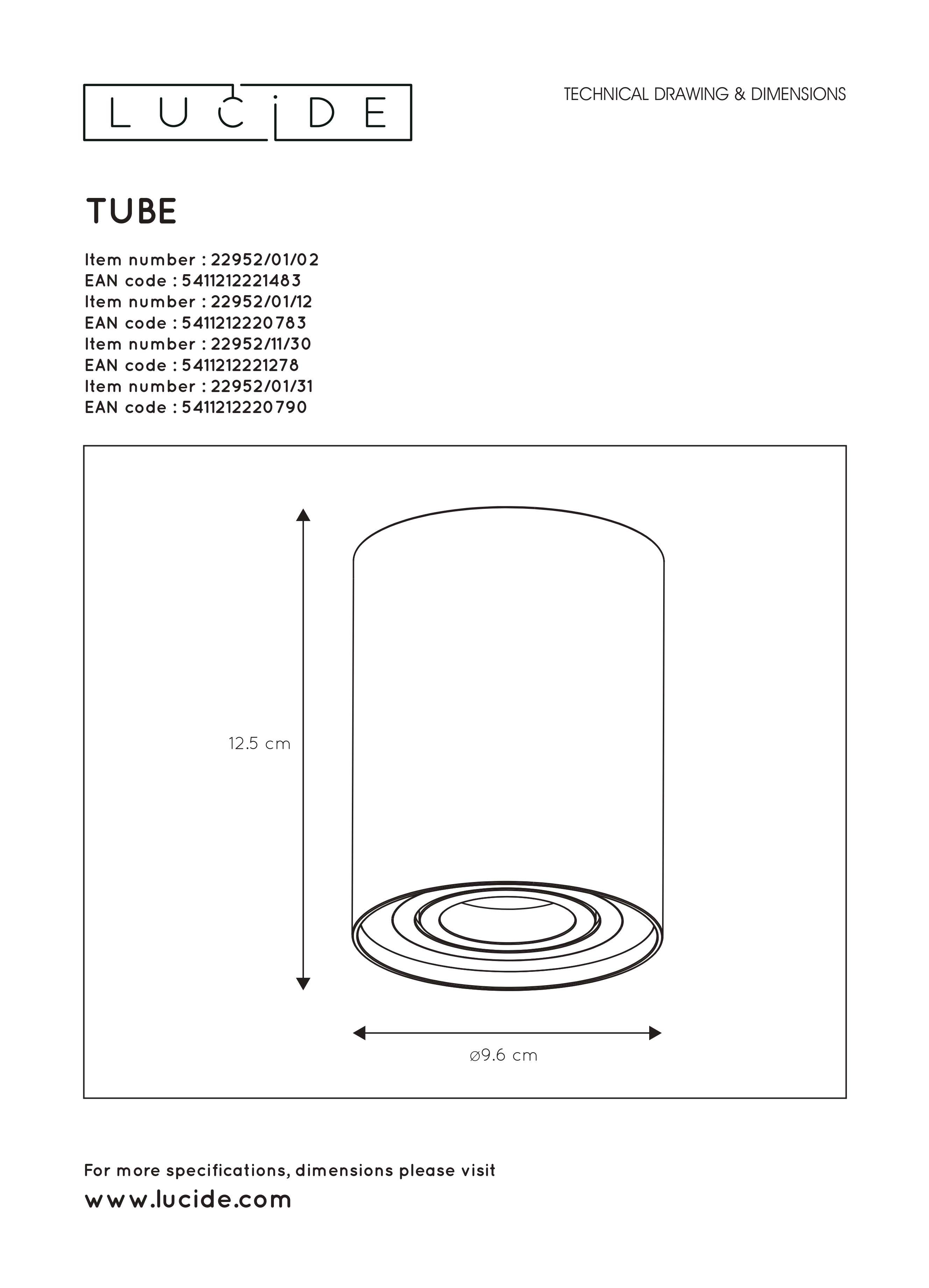 Plafondspot vierkant Tube GU10 - zwart