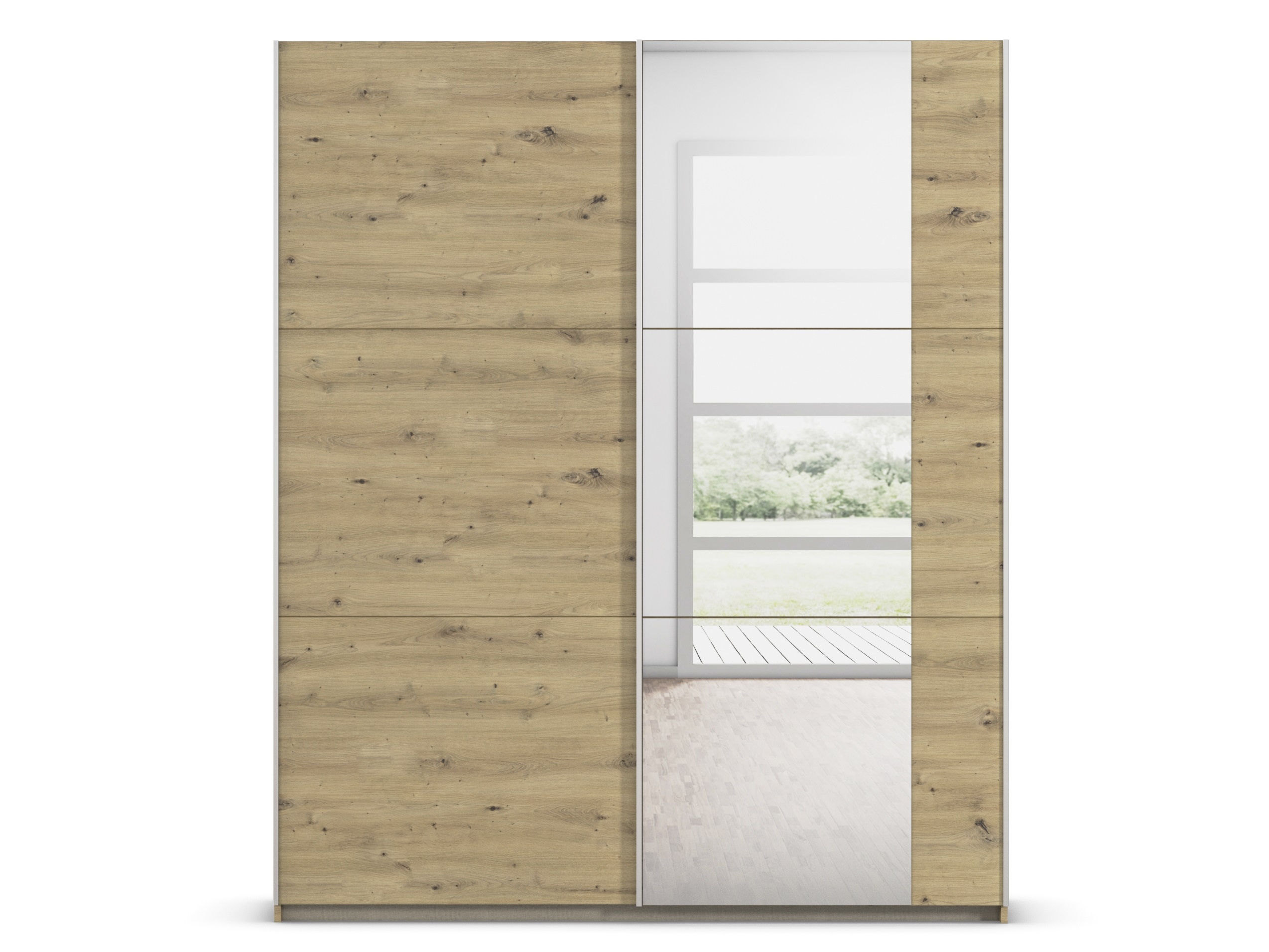 Schuifdeurkast met spiegel 175x210cm - natuur