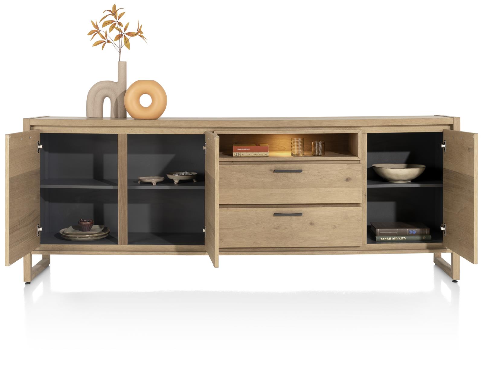 Dressoir Nystead met 3 deuren en 2 lades - natuur eiken