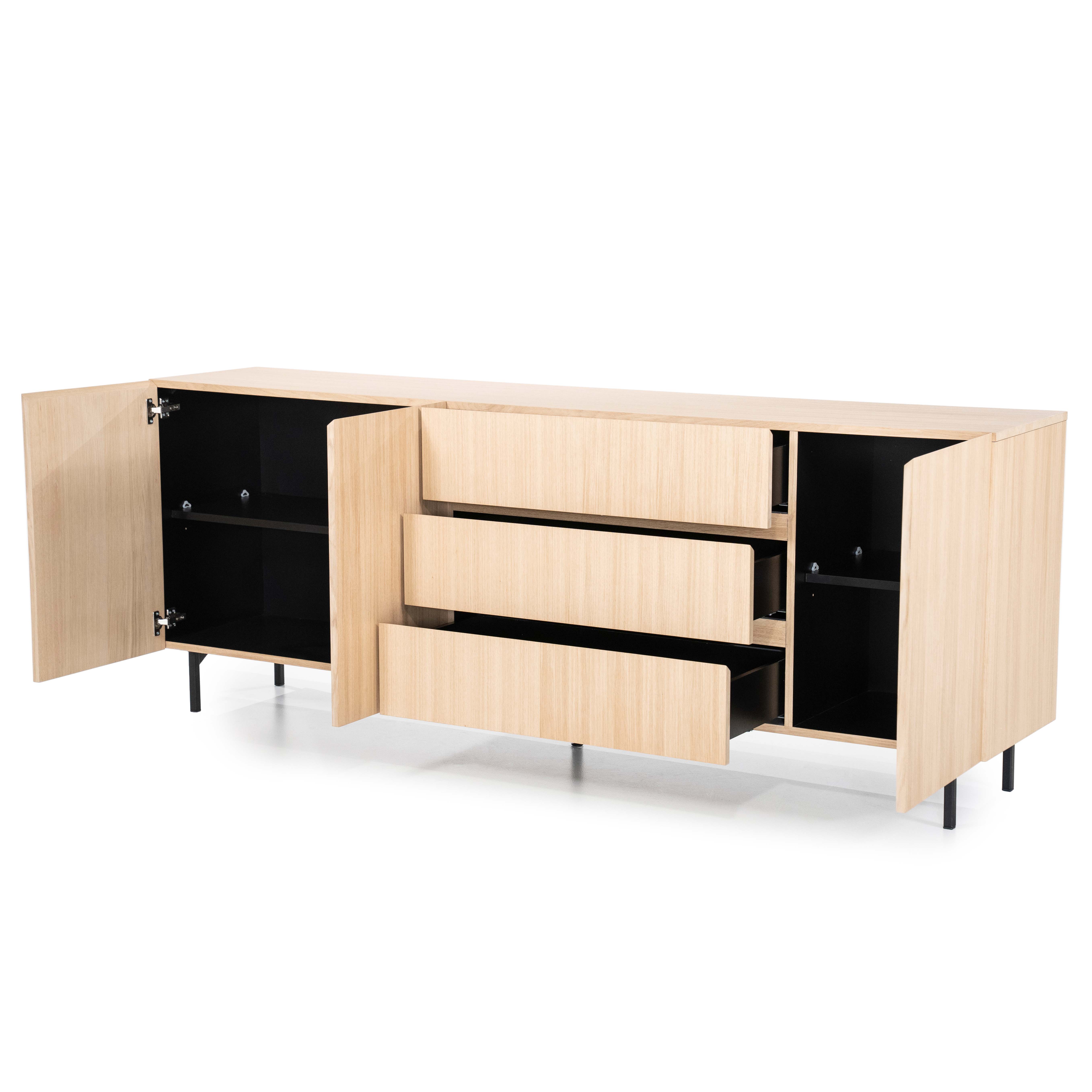 Houten dressoir 3 deuren 3 lades - natuur eiken