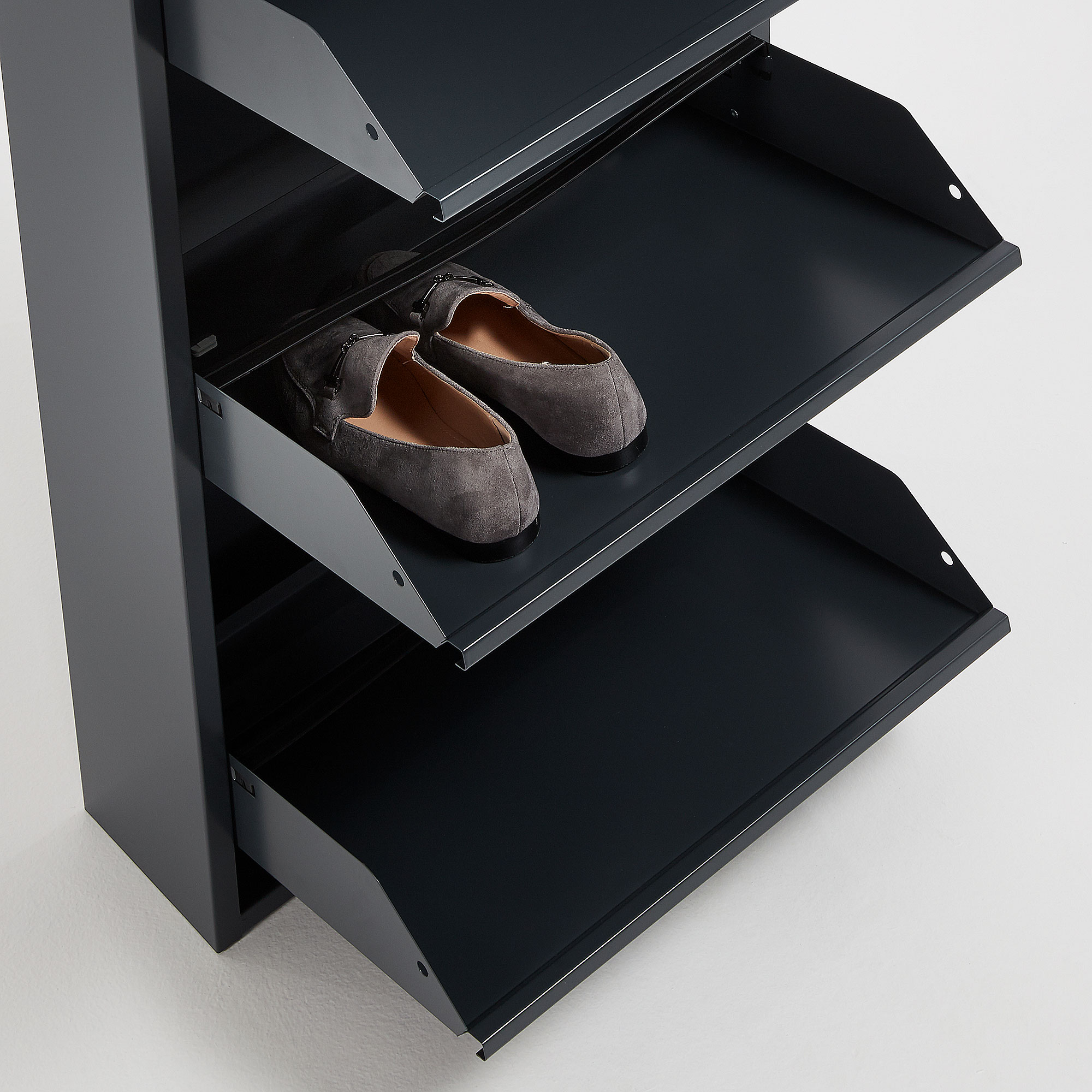Schoenenkast met 4 deuren - Graphite grijs