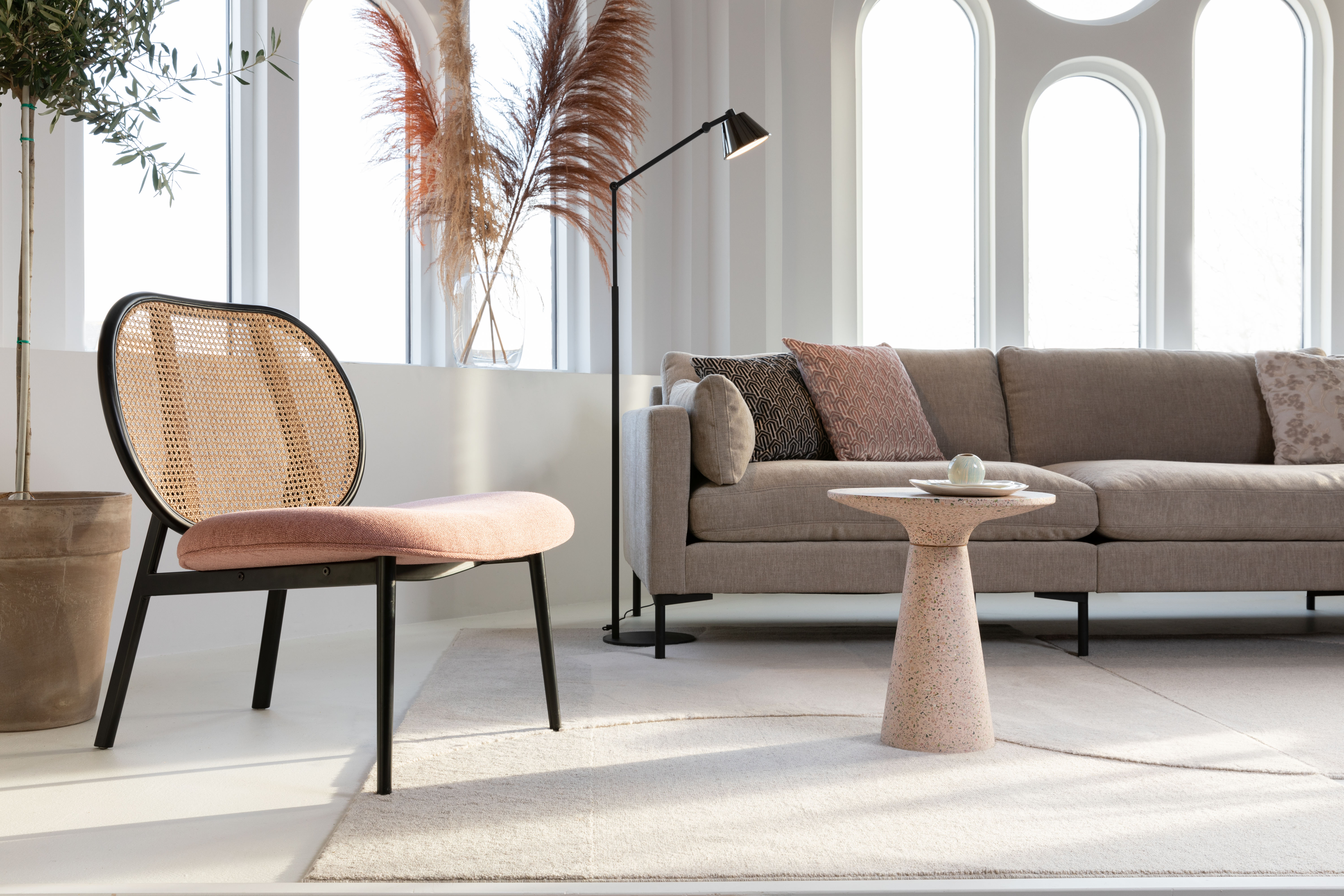 Fauteuil Spike - roze/natuur