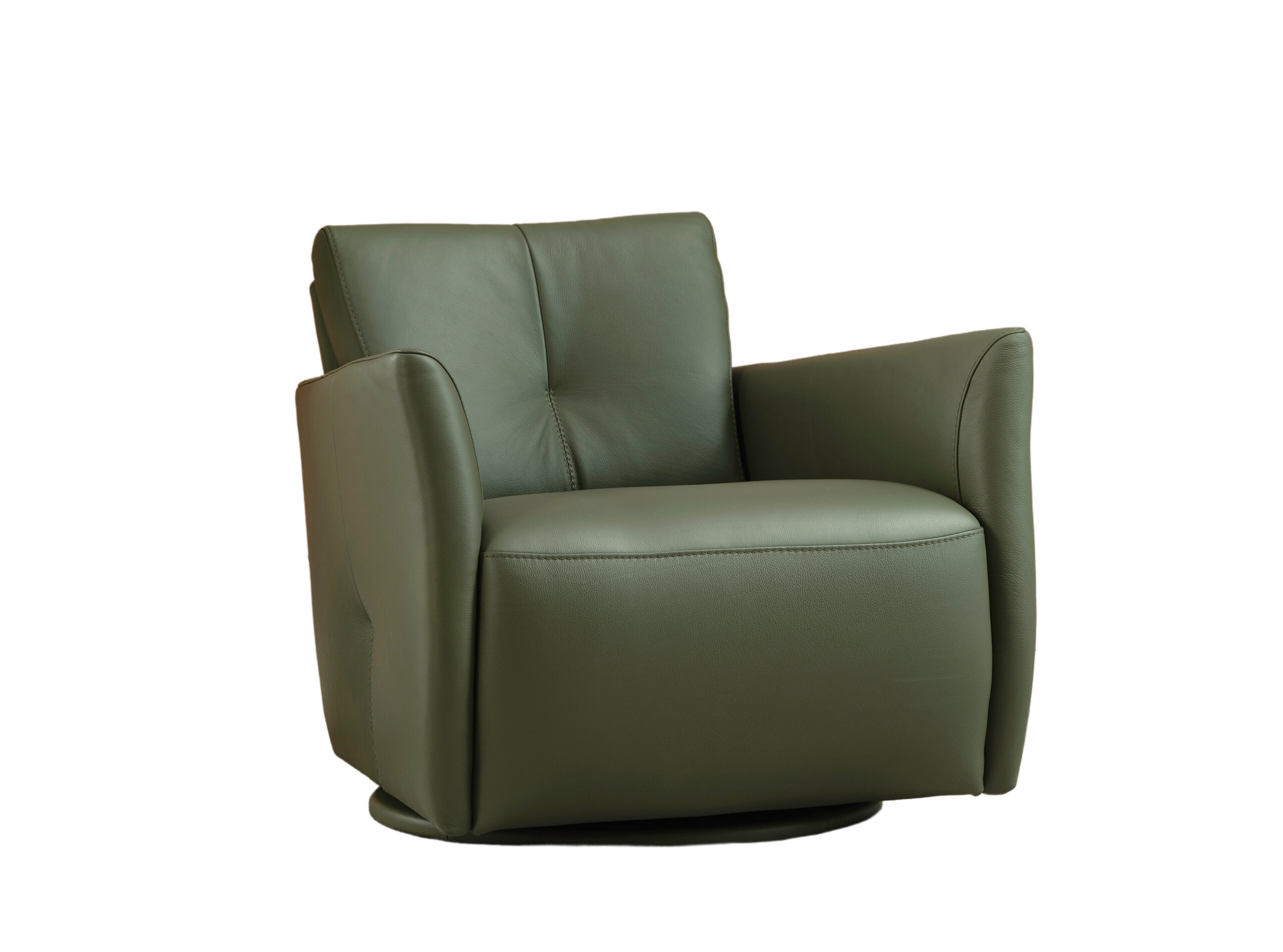 Draaifauteuil in leder - olijfgroen