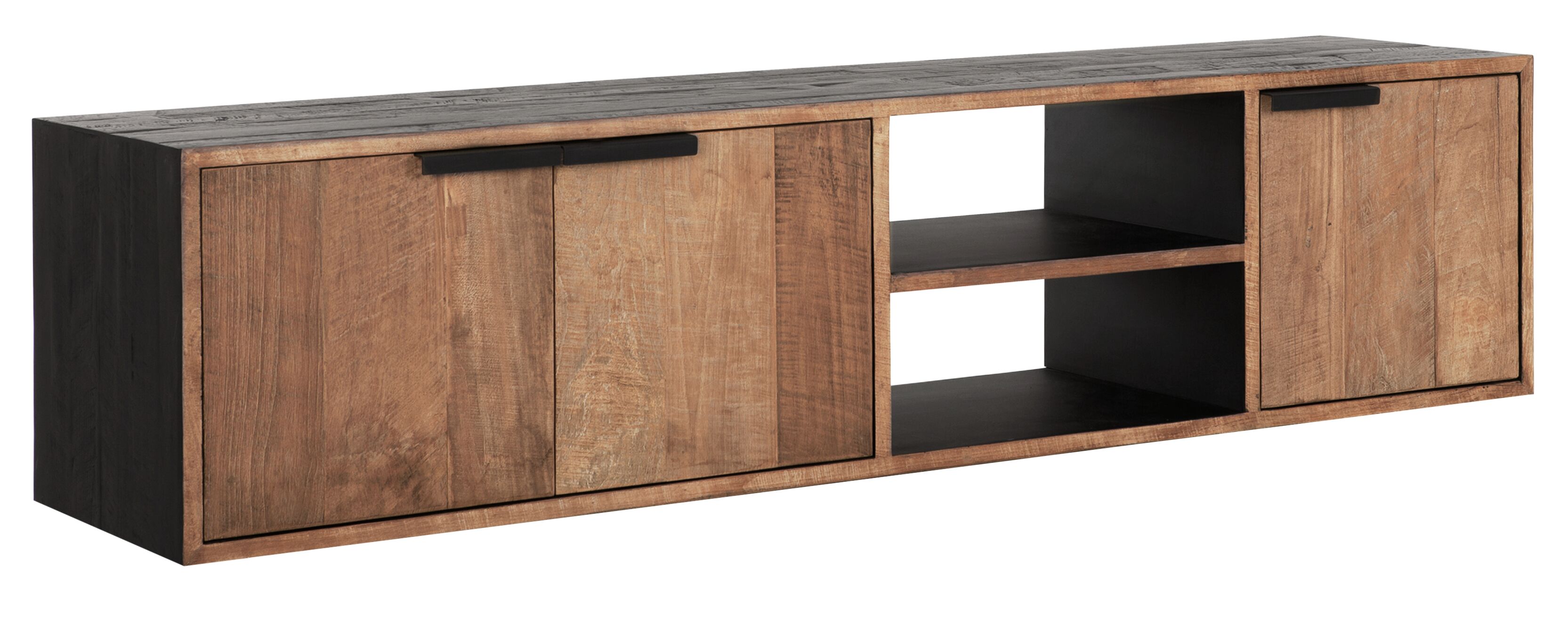 Tv-meubel zwevend met 3 deuren - natuur teak