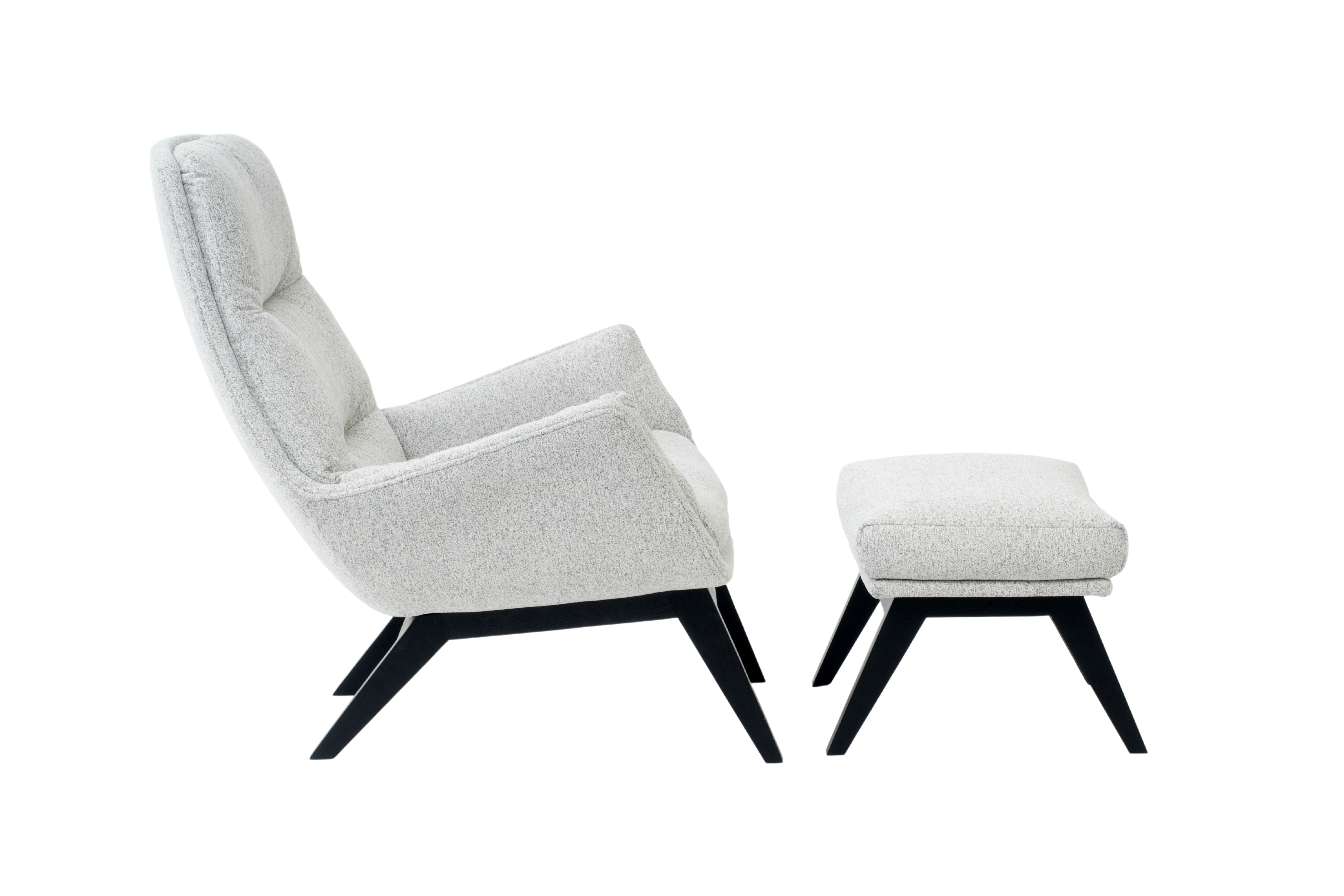 Fauteuil Moro met voetenbank - Off-White lichtgrijs