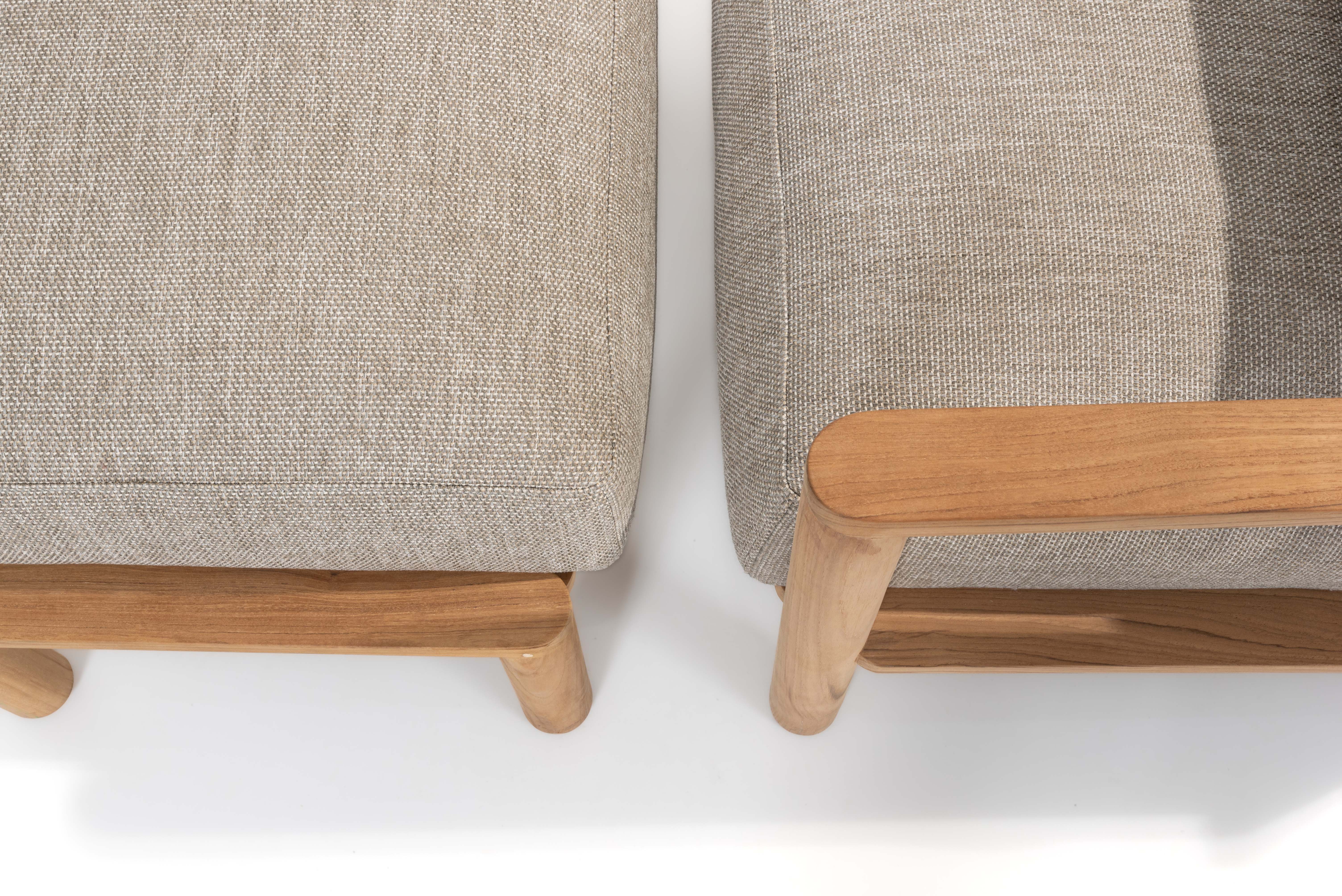 Voetbank Lucas incl. kussen - beige/teak