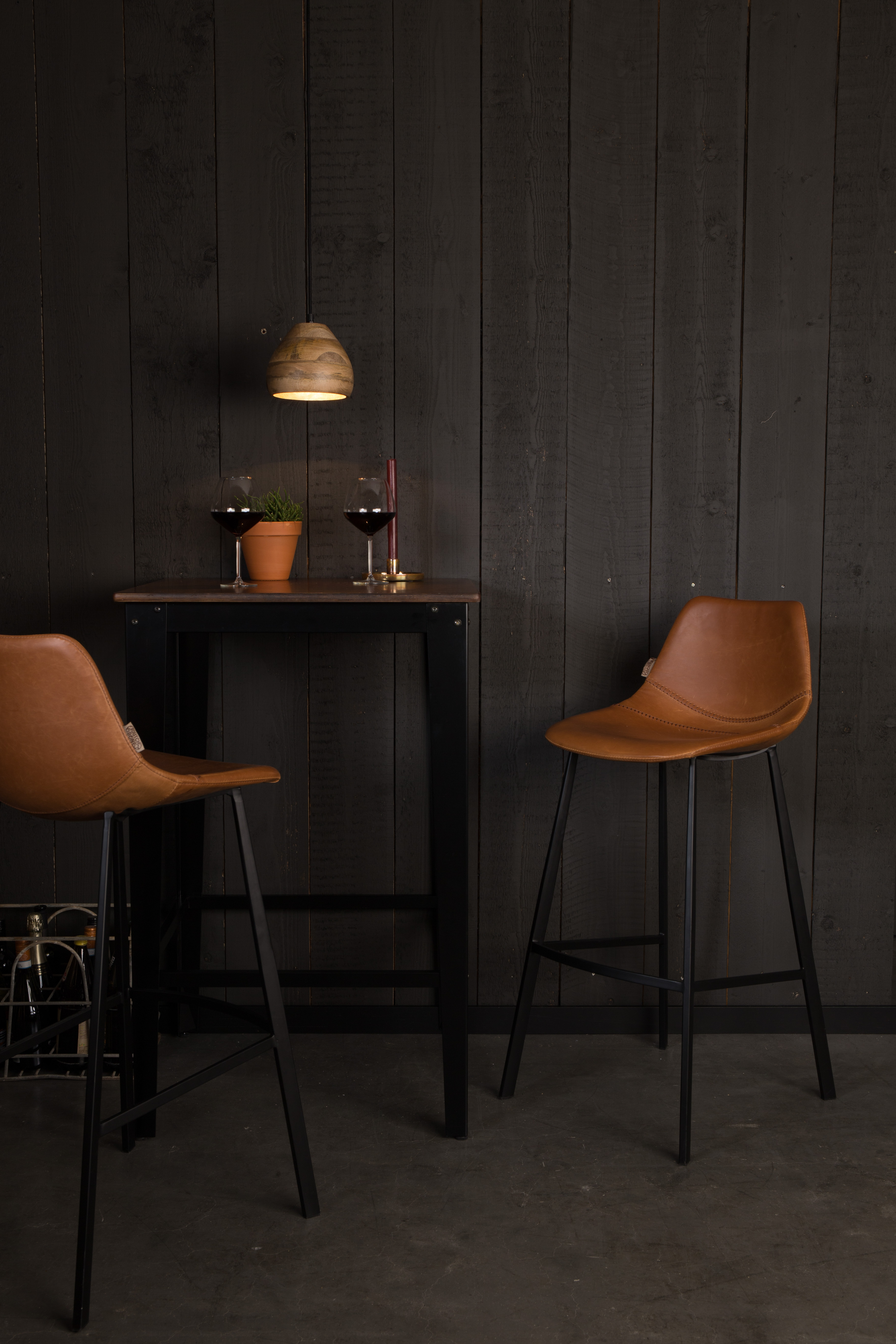 Barstoel Franky in lederlook 80cm - bruin