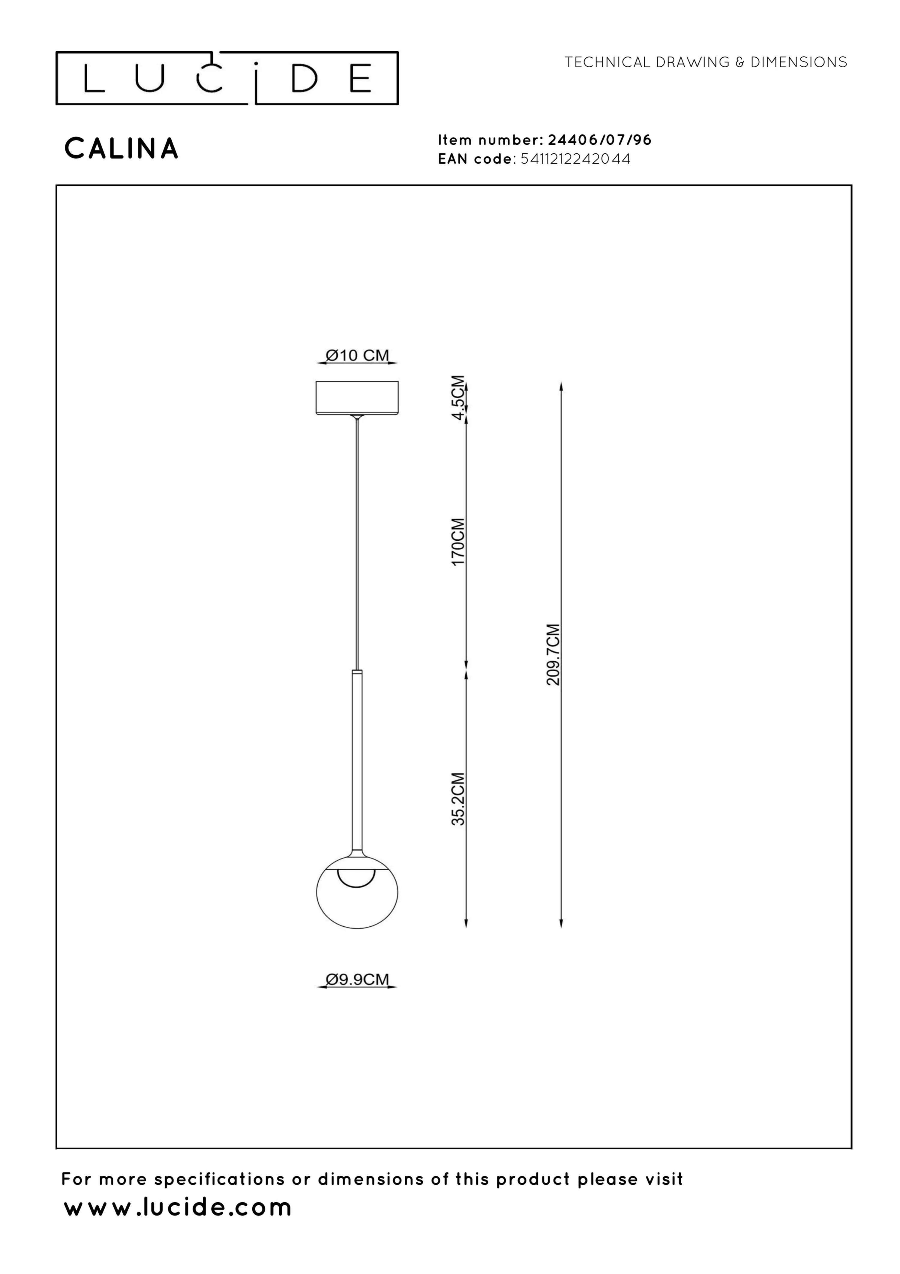 Pendel Calina 1x7W - koffiekleur