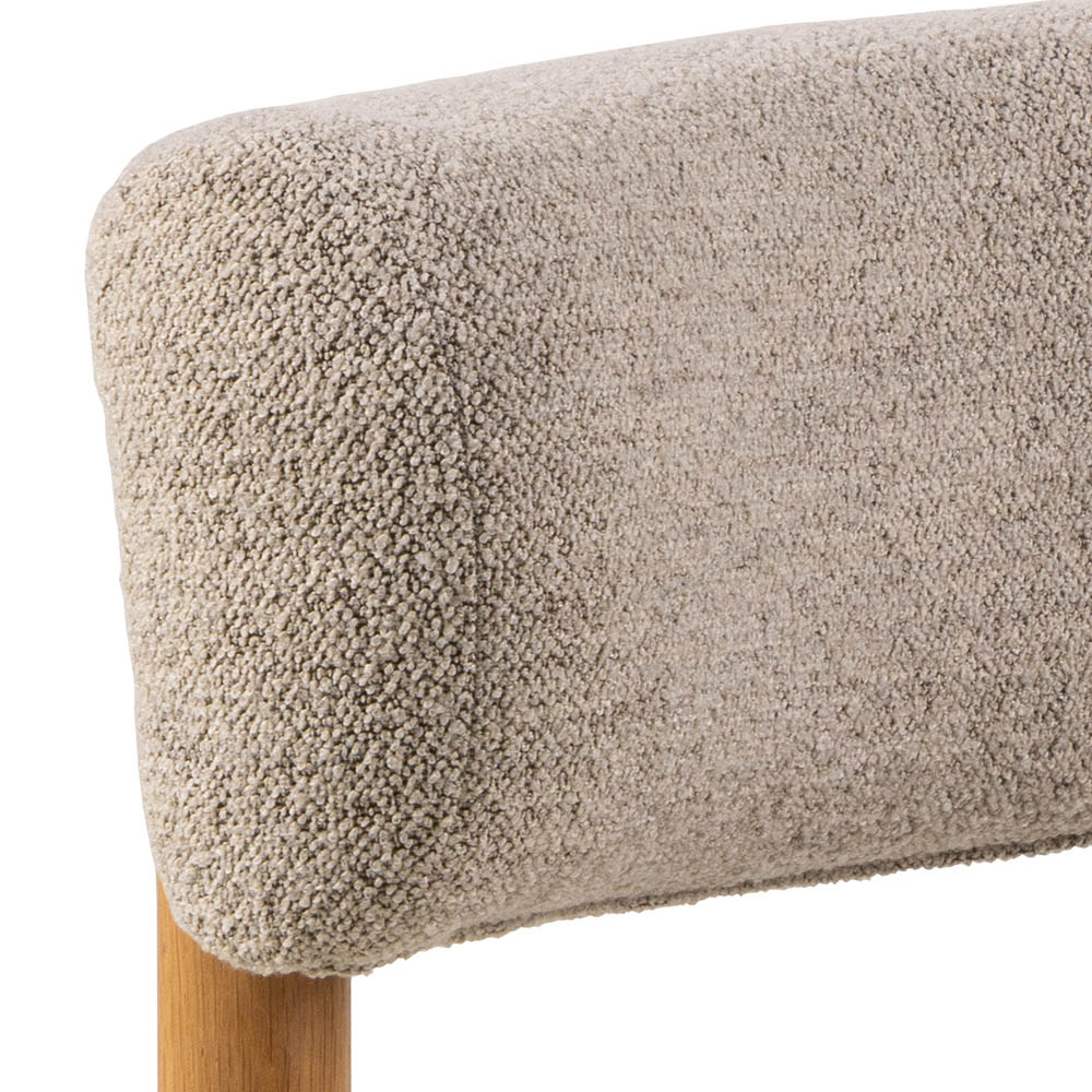 Fauteuil met bouclé zitting - natuur eiken/beige