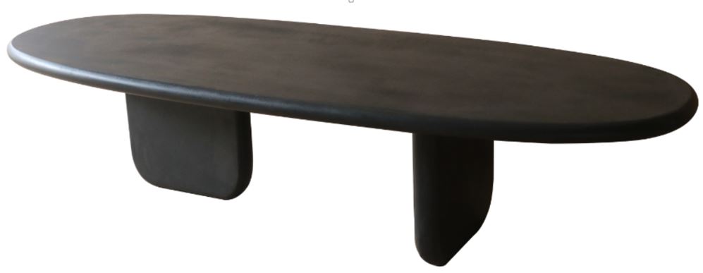 Ovale salontafel Microskin 165x60cm - zwart