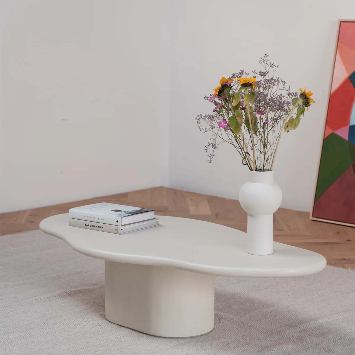 Organische salontafel 140x70cm - Stoneskin latte