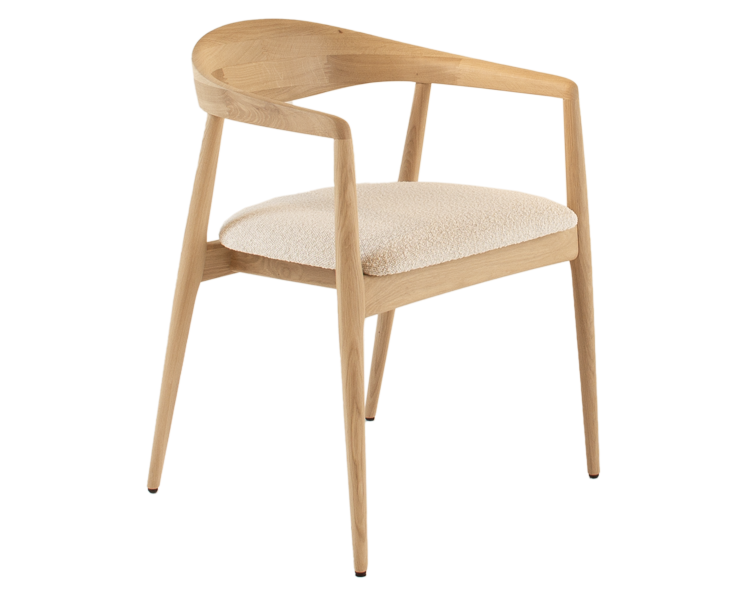 Houten armstoel met bouclé zitting - natuur eiken