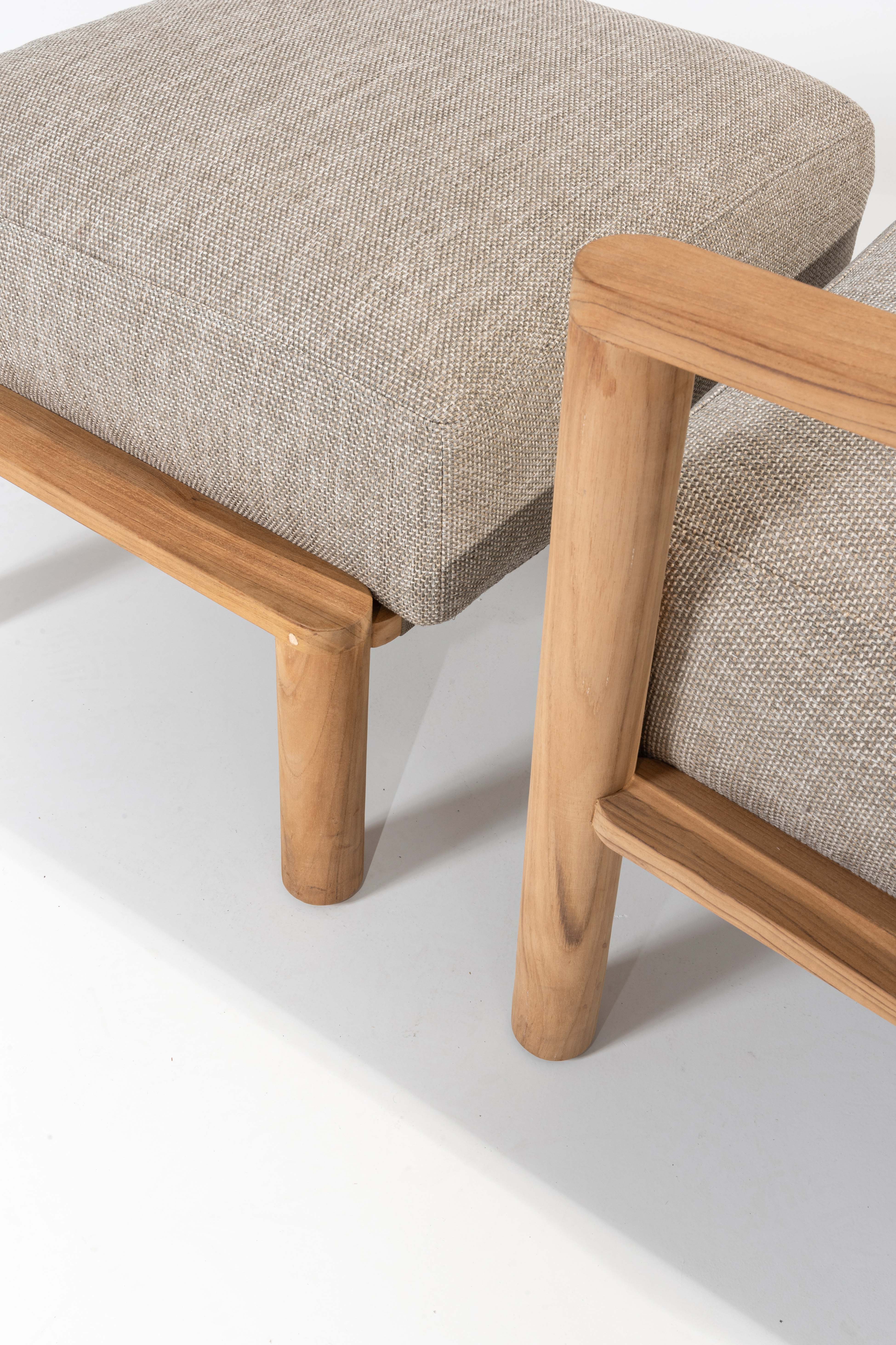 Voetbank Lucas incl. kussen - beige/teak
