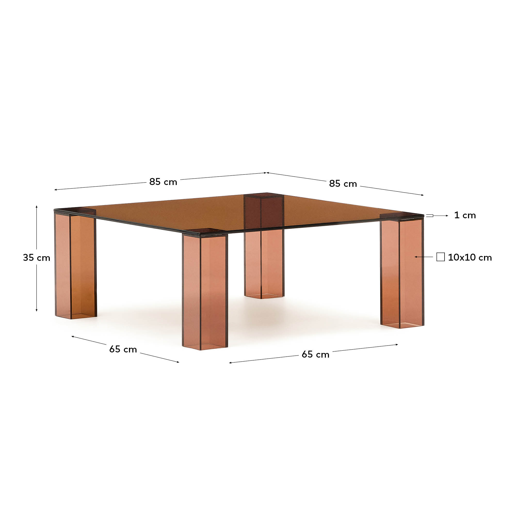 Bijzettafel Adularia in glas - donkerbruin