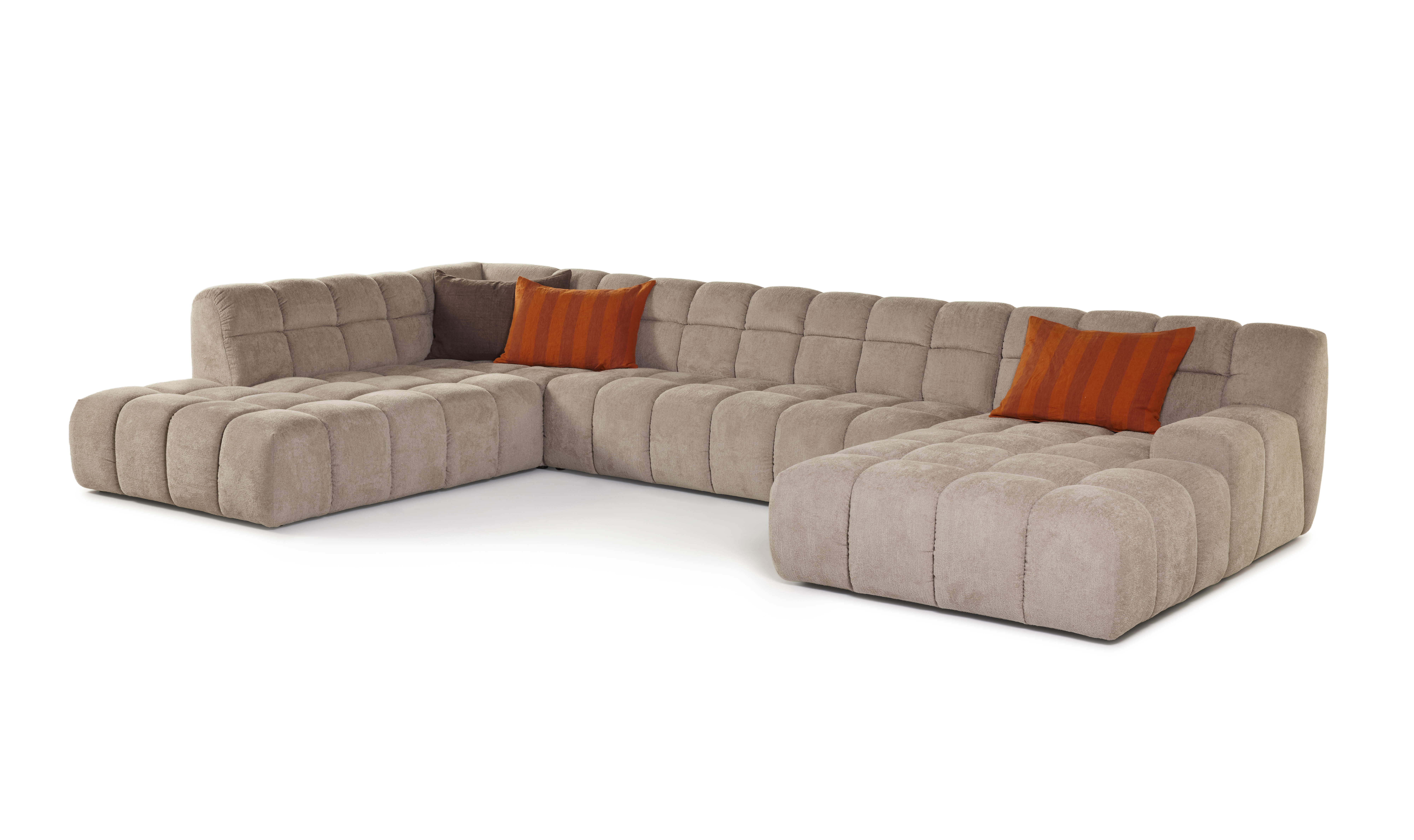 Hoeksalon U-vorm met longchair en ottoman (links) - Sino beige
