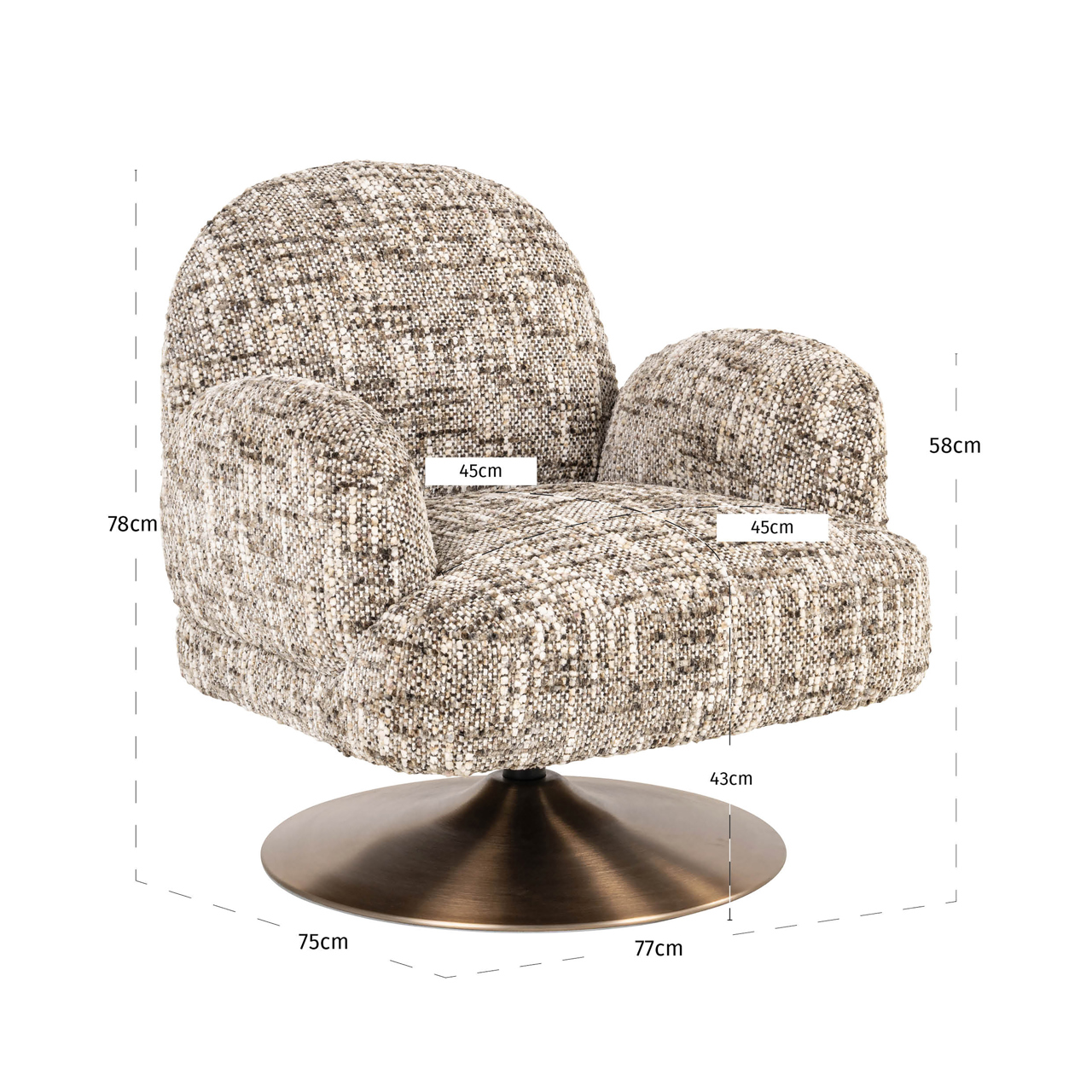 Draaifauteuil Kagney - brown