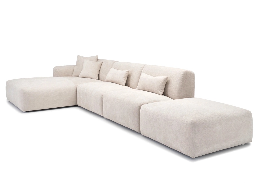 Hoeksalon North met longchair (links) - Sino ecru