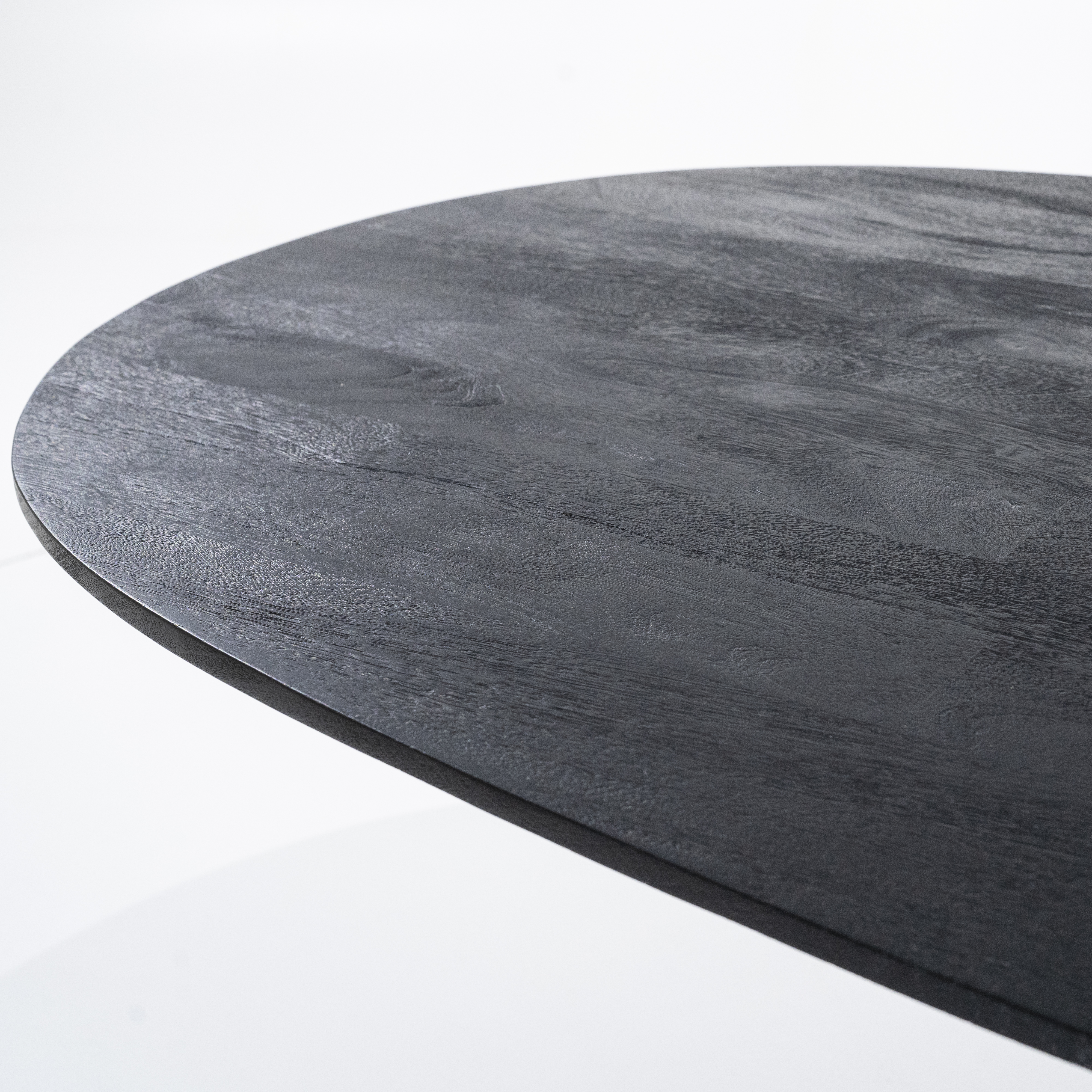 Ovale eettafel mangohout 200x110cm - zwart