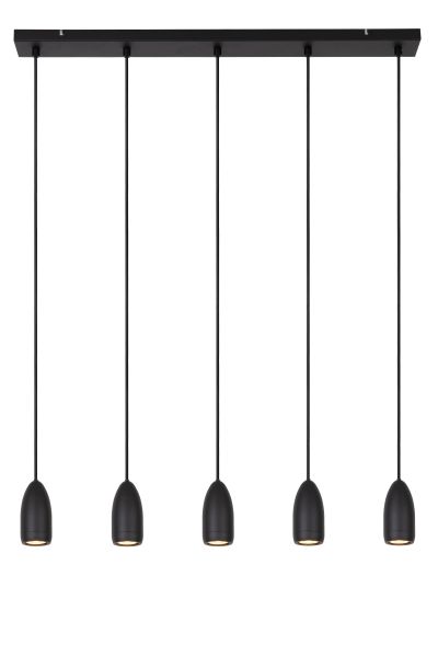 Hanglamp Evora met vijf pendels - zwart
