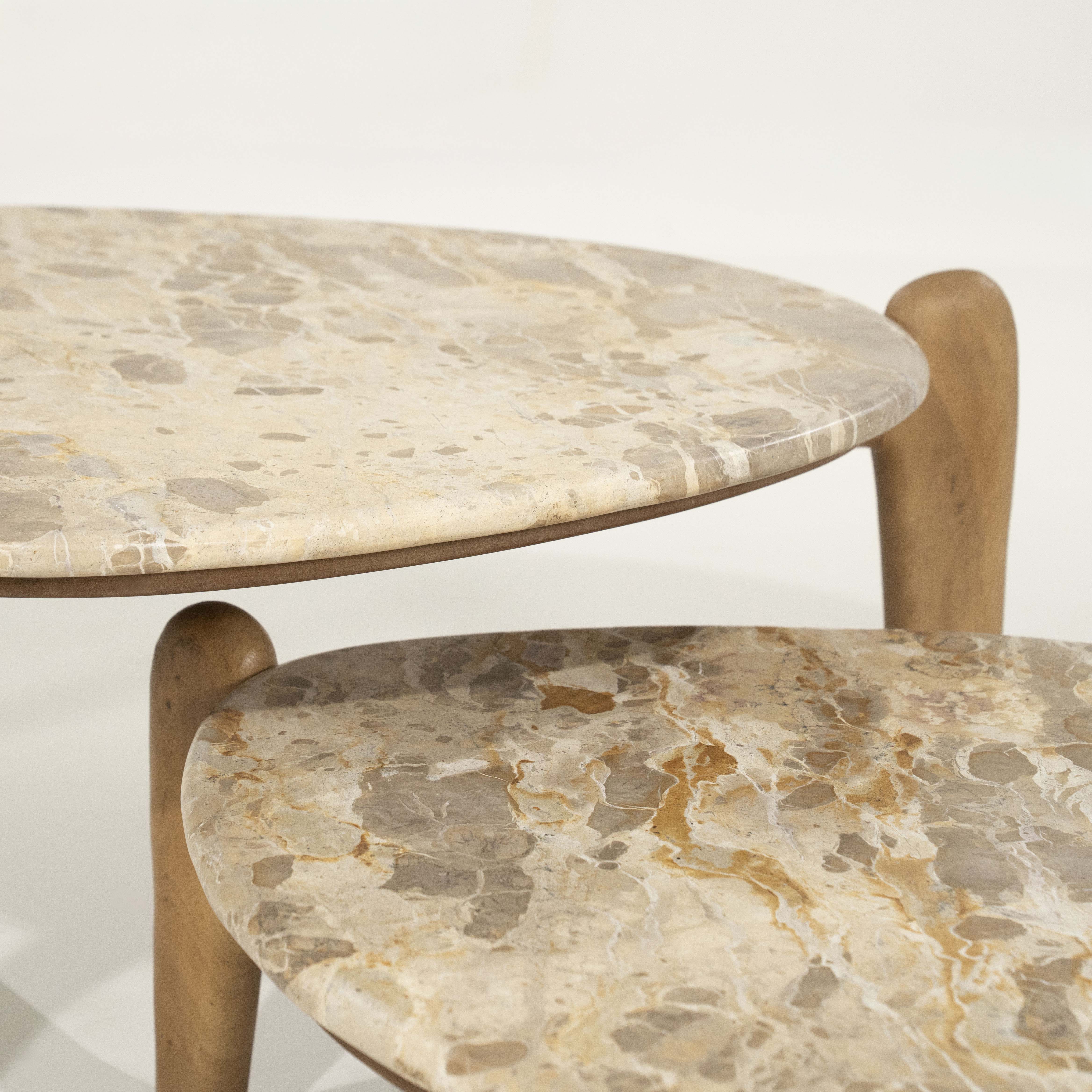 Salontafel large - mangohout/marmer