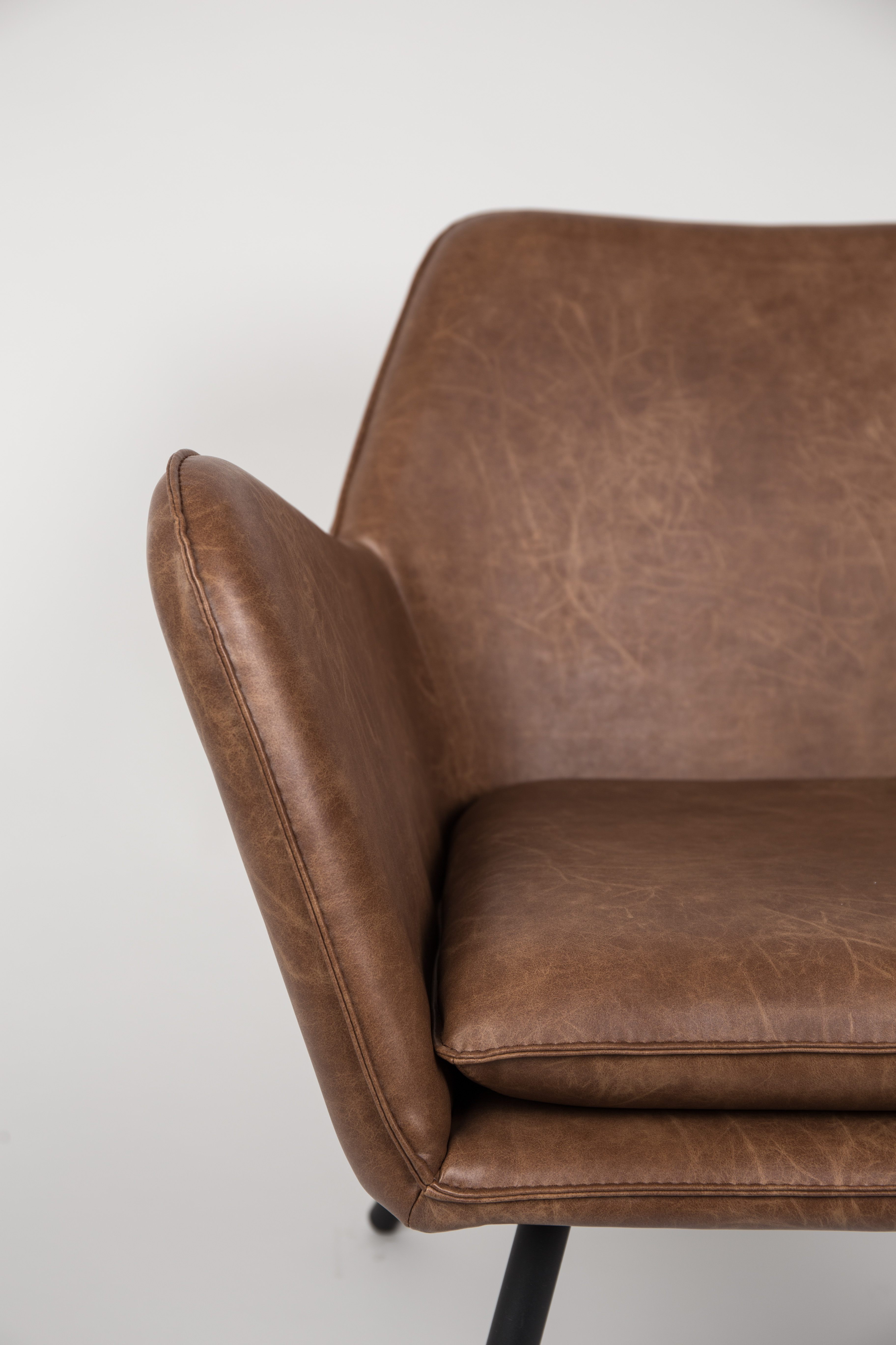 Fauteuil in lederlook - bruin