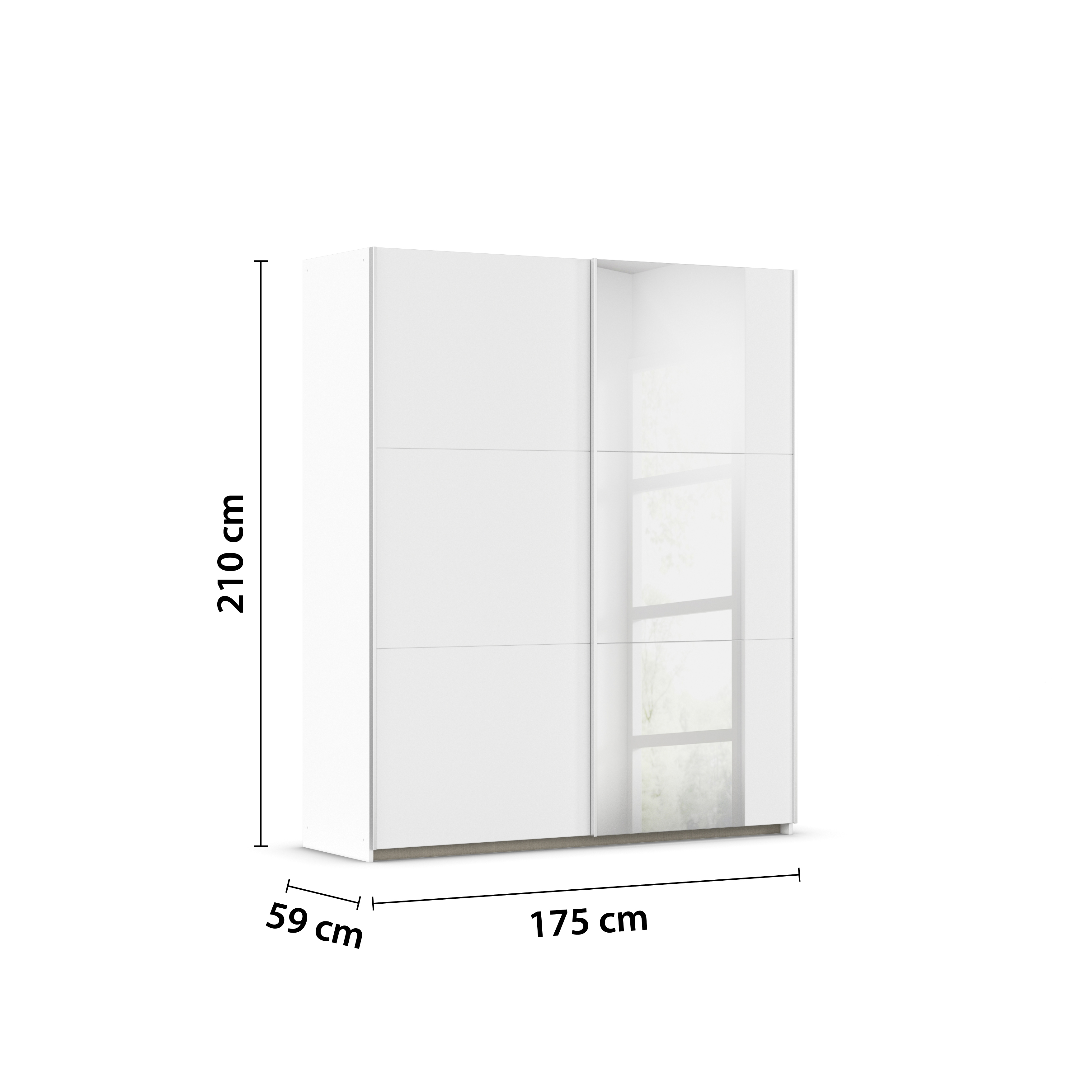 Schuifdeurkast met spiegel 175x210cm - Alpin wit