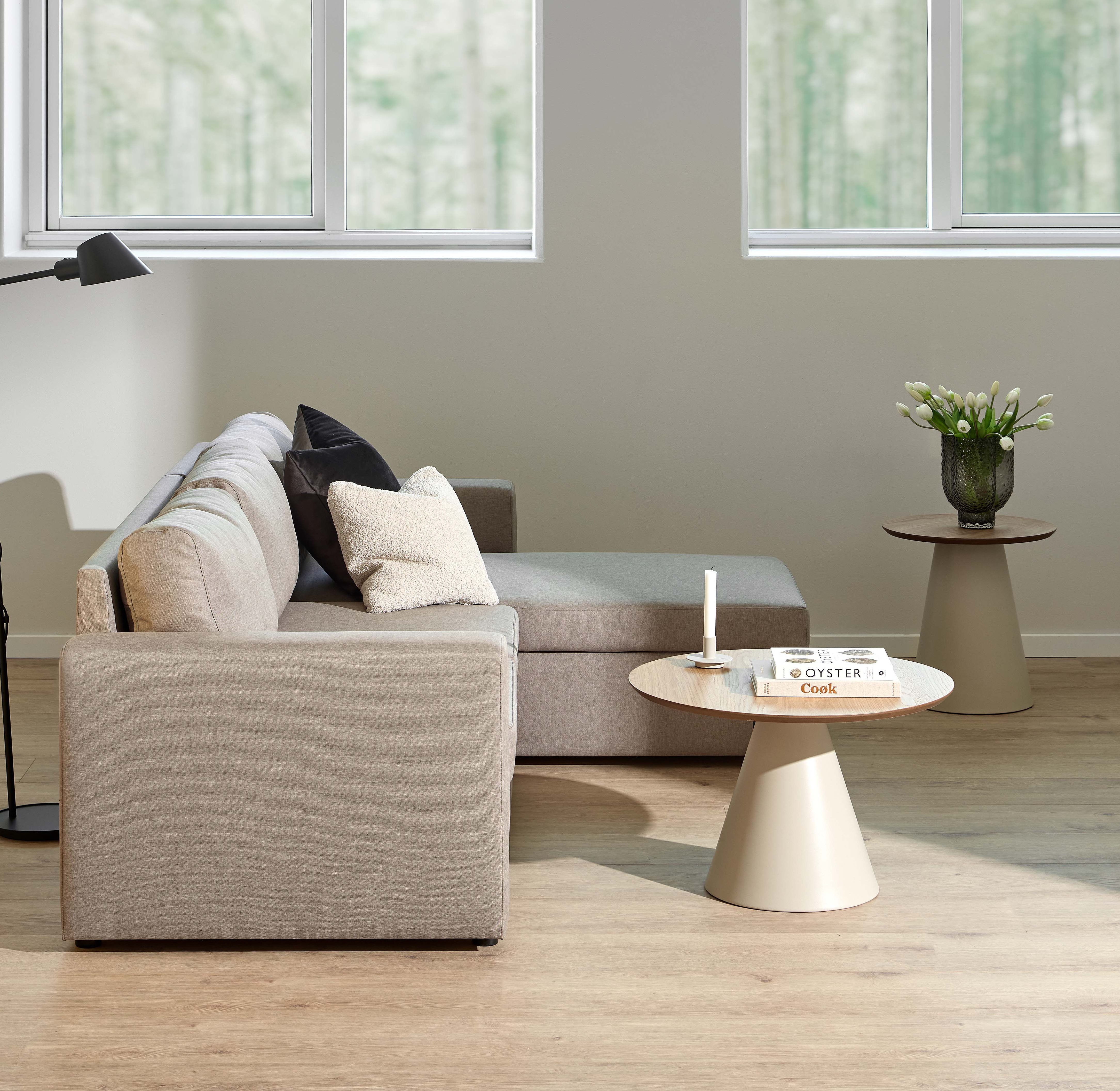 Salontafel diam.65cm - matt oak/grey 