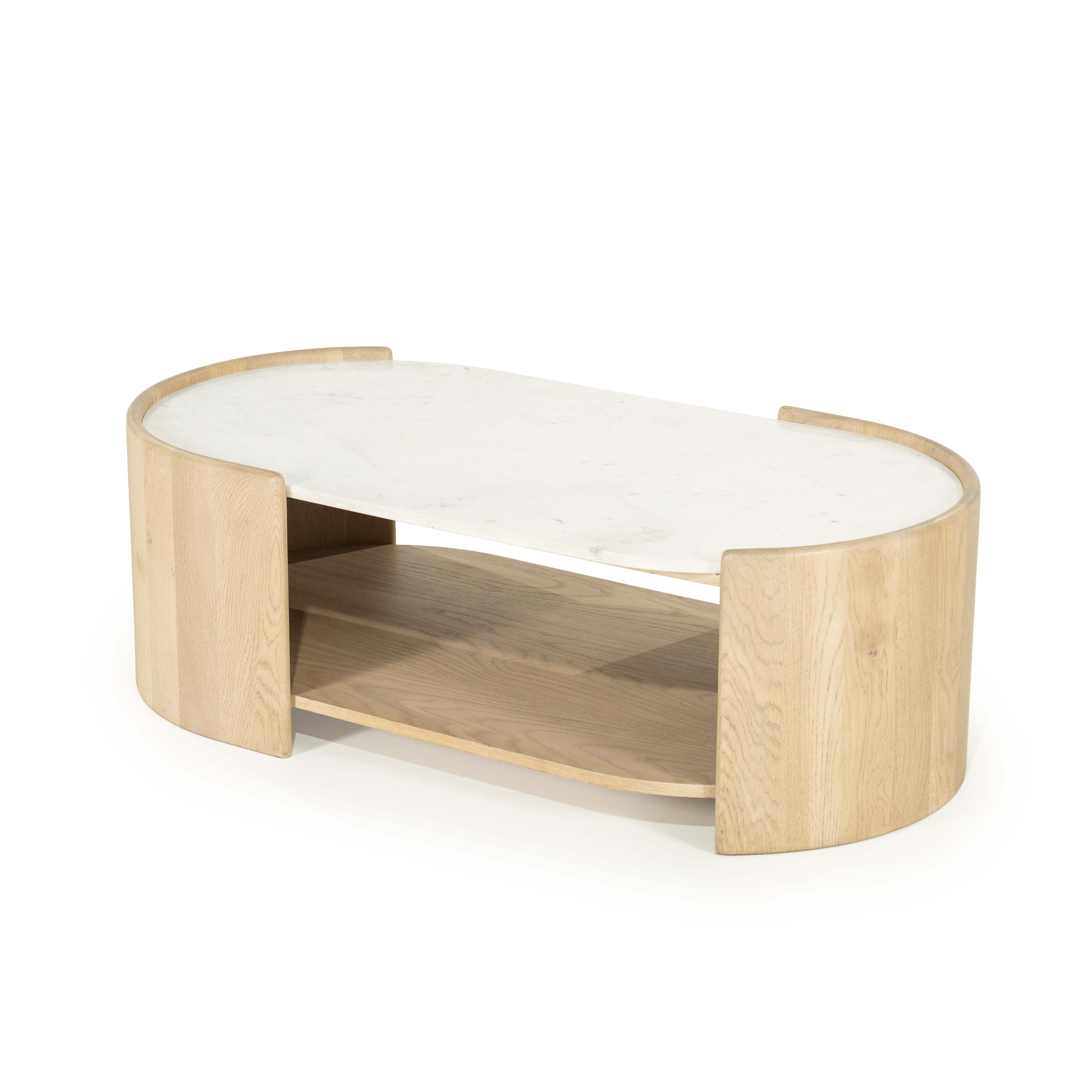 Salontafel 110x60cm - eik/wit marmer