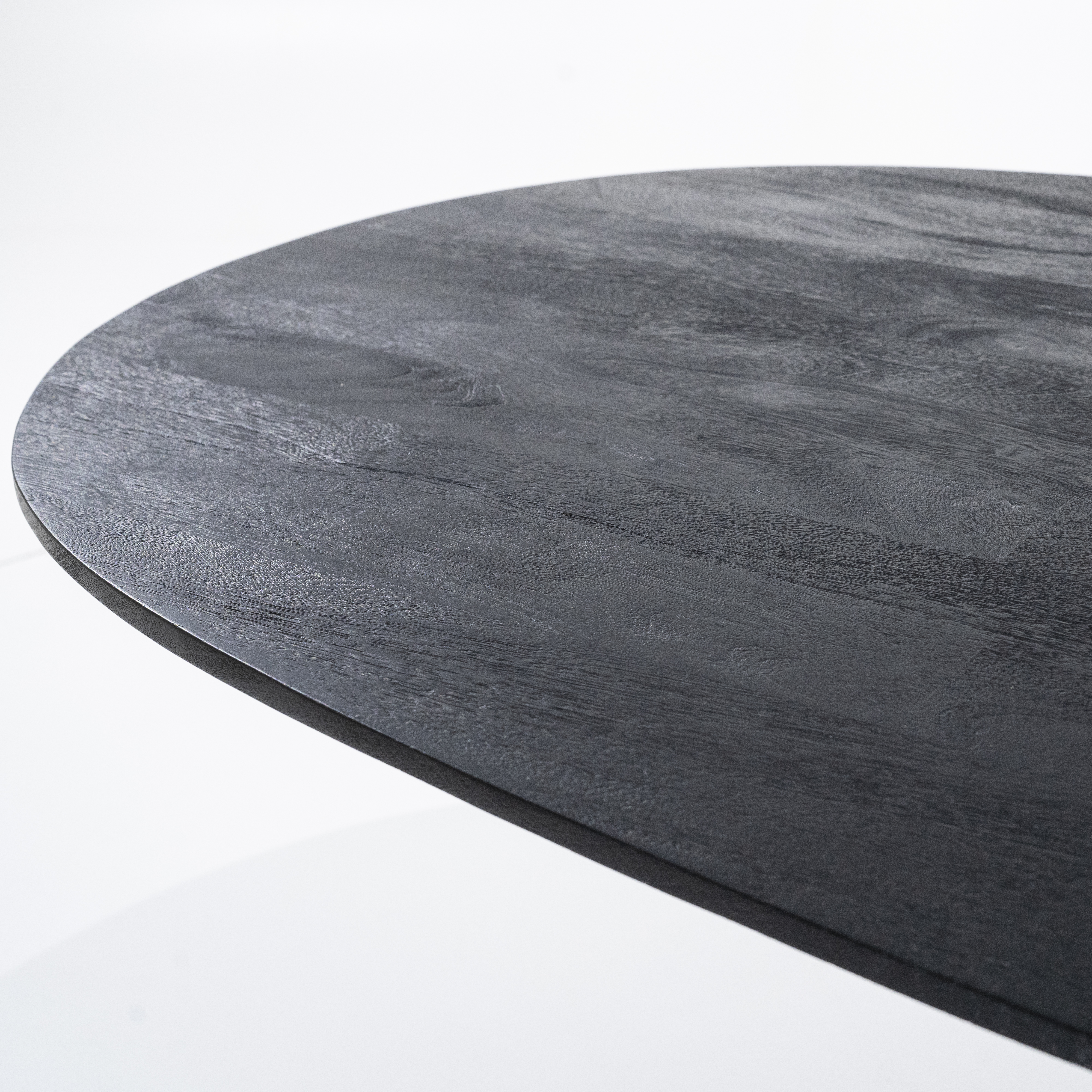 Ovale eettafel mangohout 250x110cm - zwart