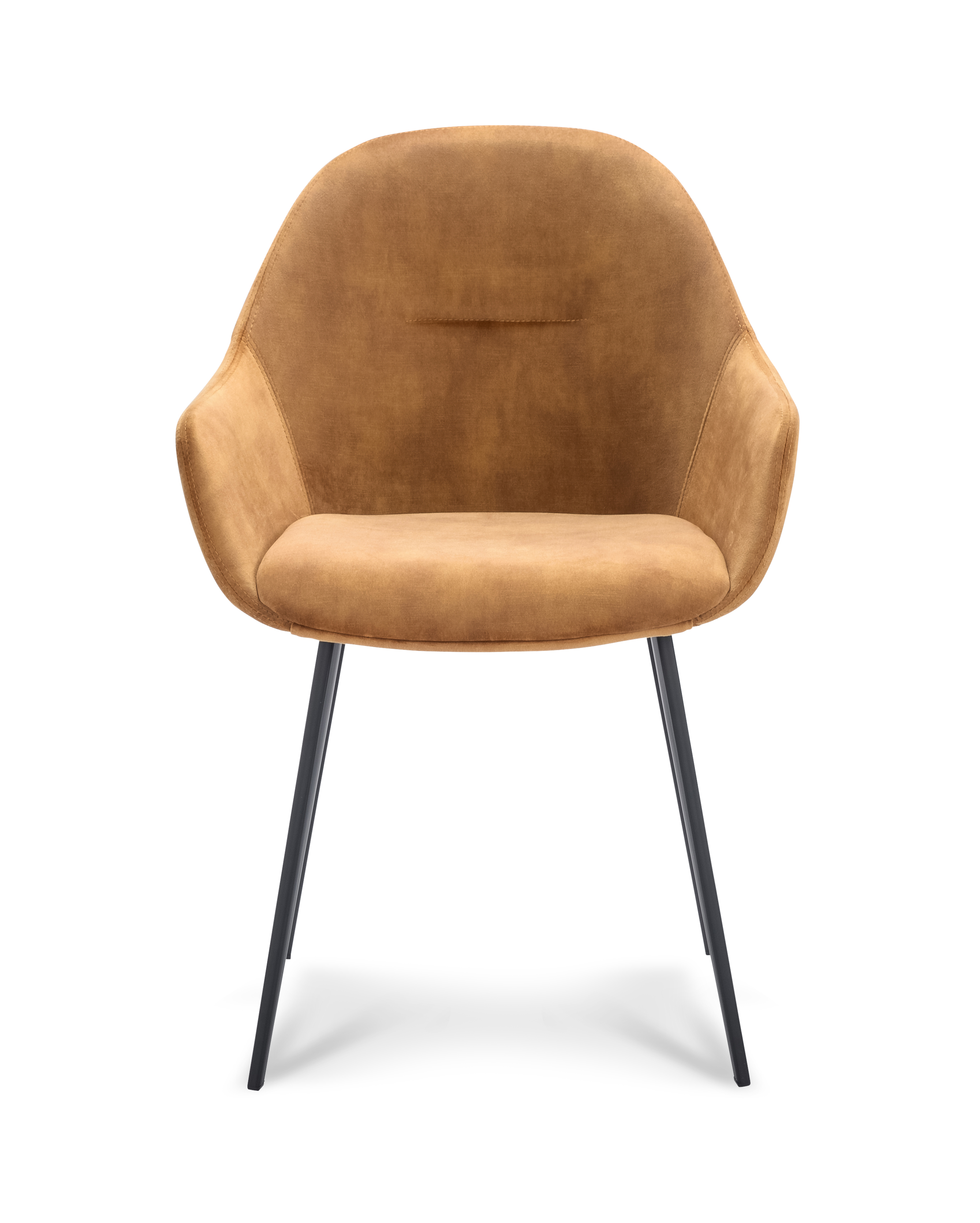 Armstoel in fluweel - cognac