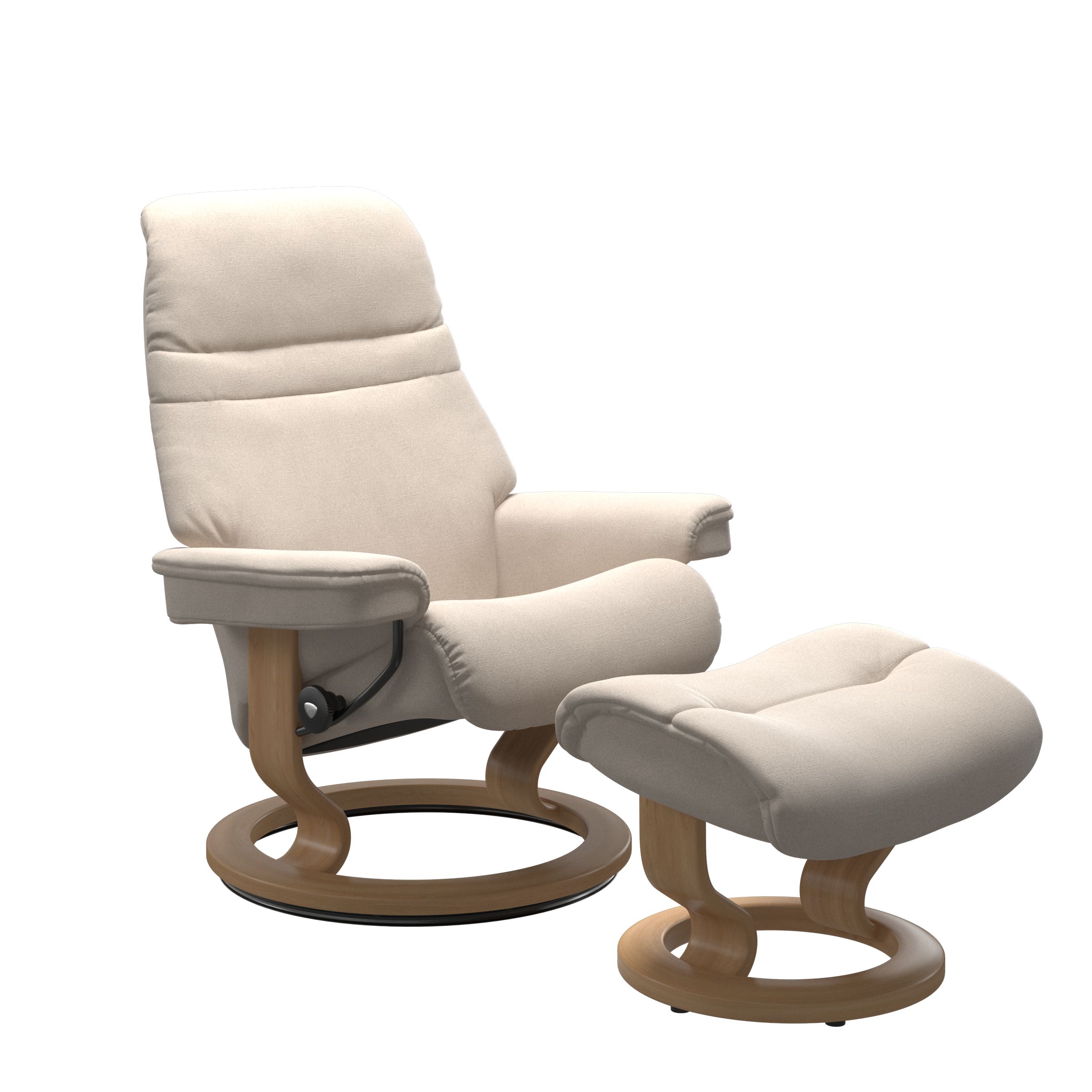 Fauteuil & voetenbank Sunrise - Magnolia light beige/eik