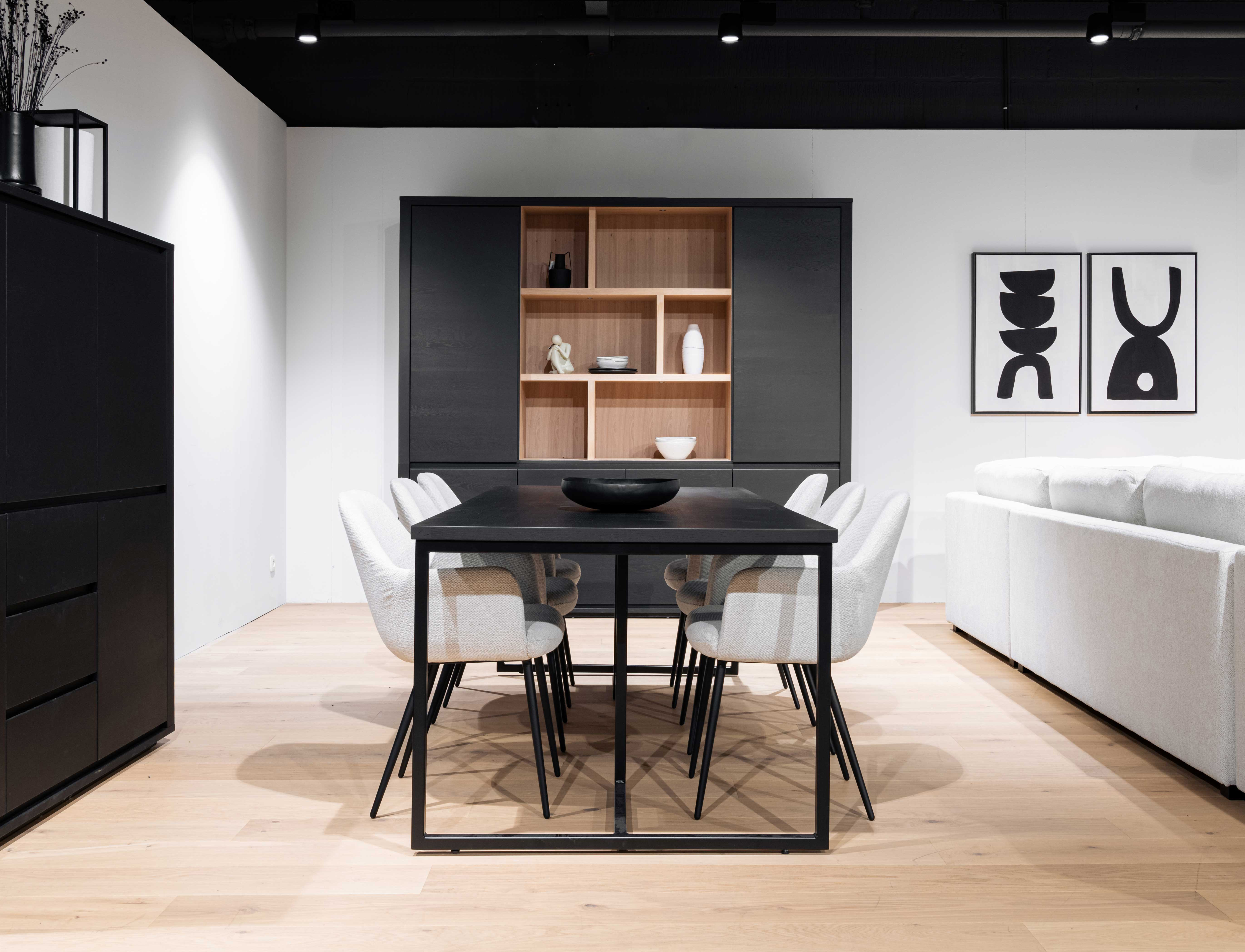 Vitrinekast Zen Asymmetrisch - Black Matte/Smoked Oak