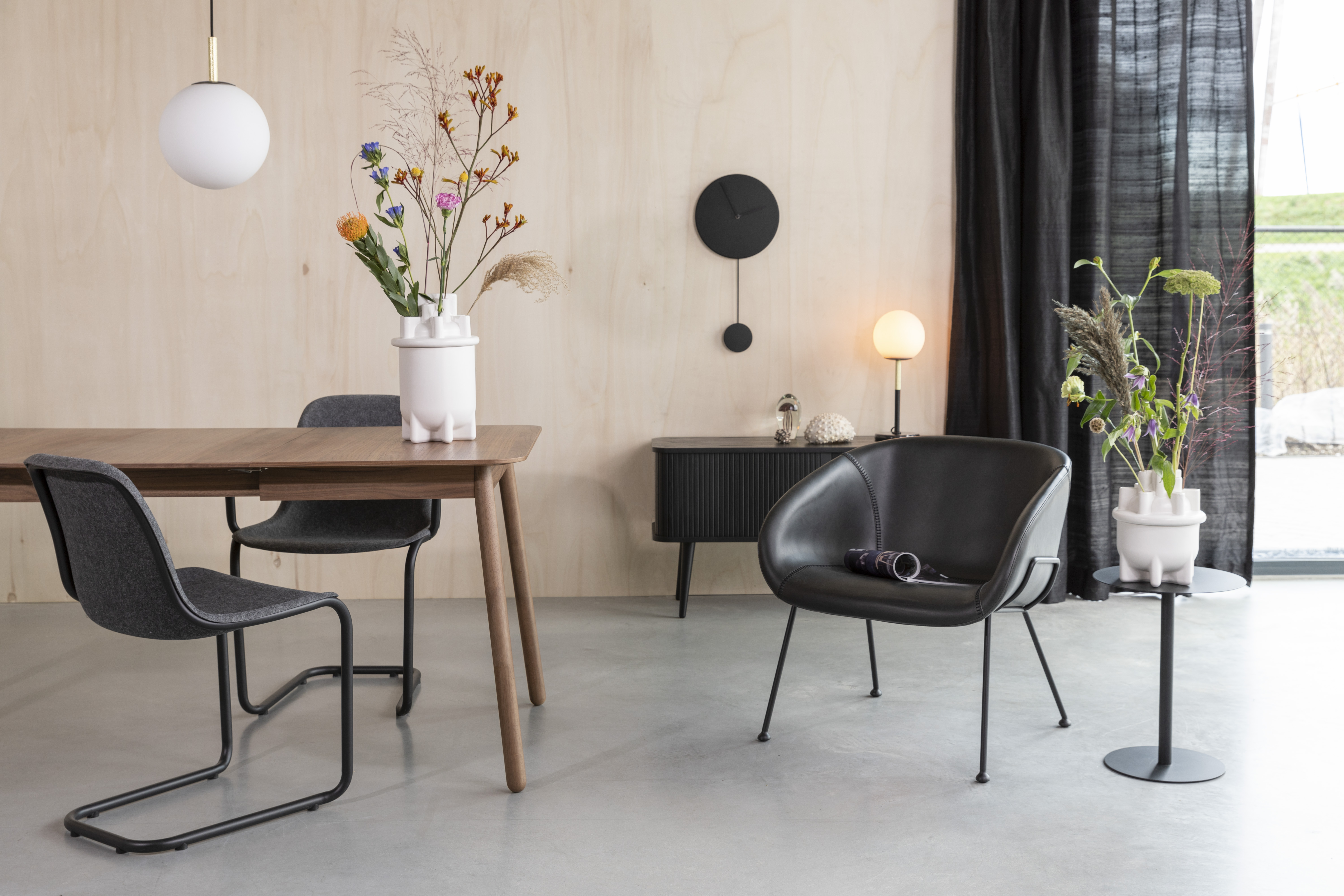 Fauteuil Feston in lederlook - zwart