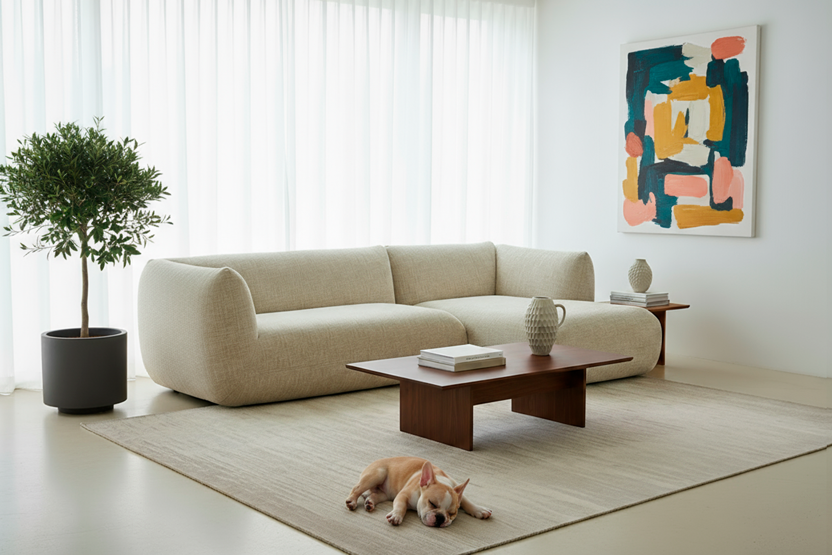 Hoeksalon Mac met longchair (links) - beige