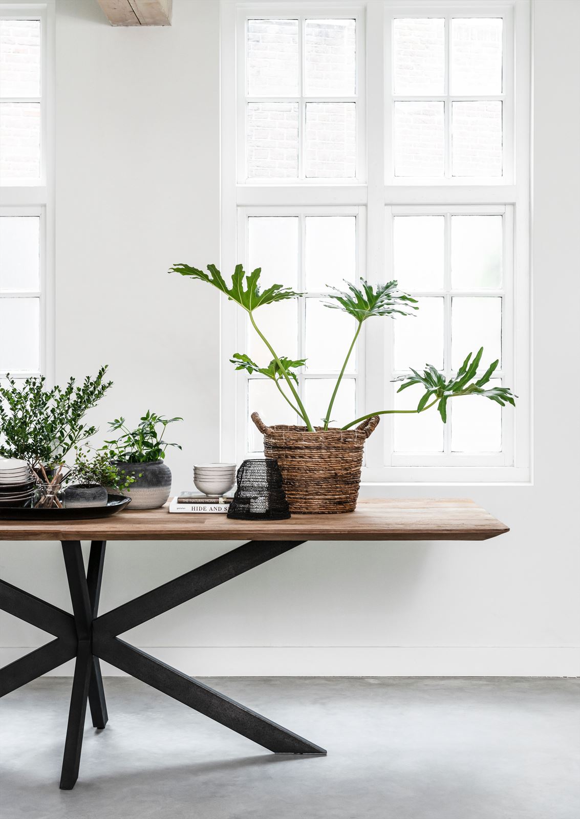 Eettafel met kruispoot 210 x 100cm - Naturel teak