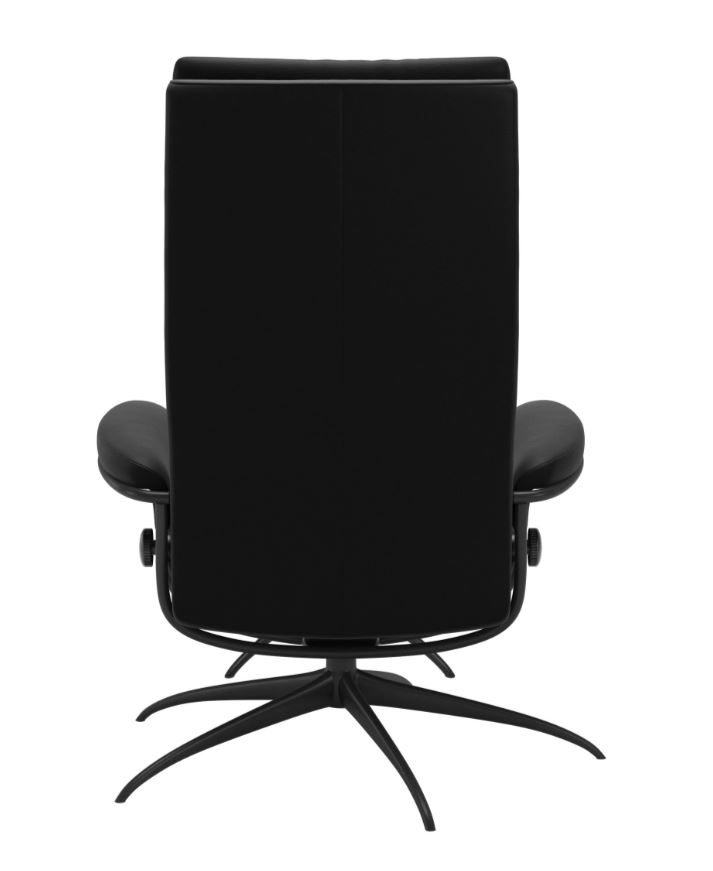 Relaxzetel Tokyo High Back in leder met voetenbank - zwart