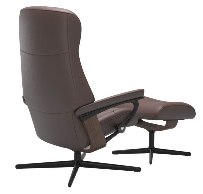 Lederen relaxzetel met voetenbank Philip - chocolate/walnut