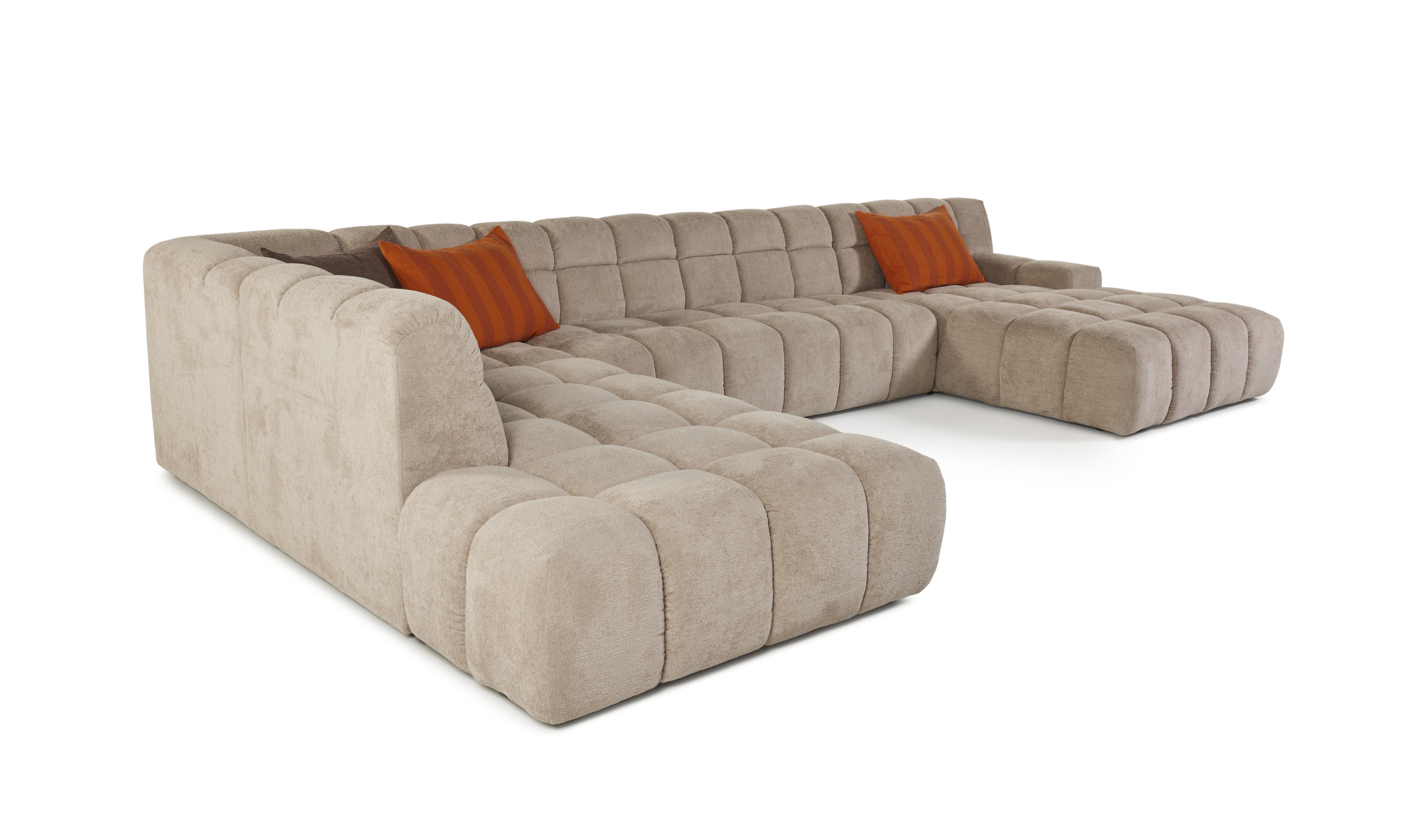 Hoeksalon U-vorm met longchair en ottoman (links) - Sino beige