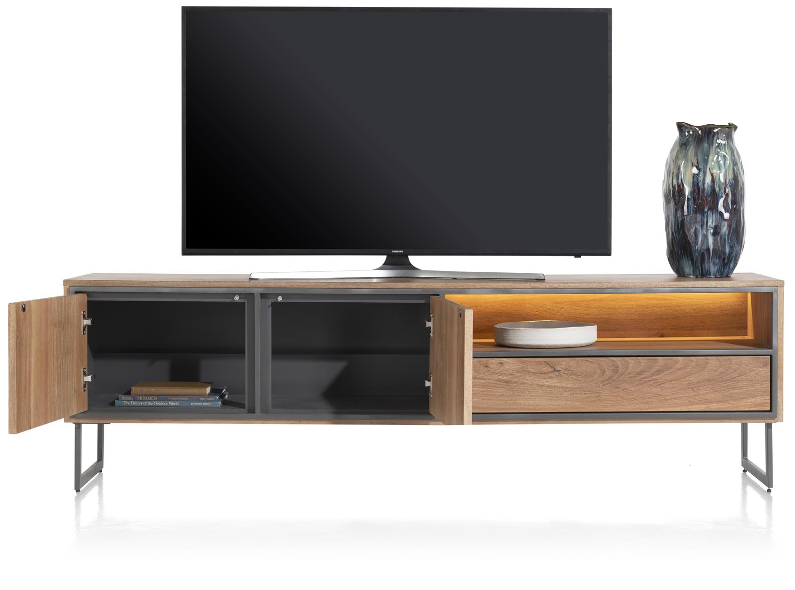 Tv meubel Trapani 200cm in fineerhout - smoked