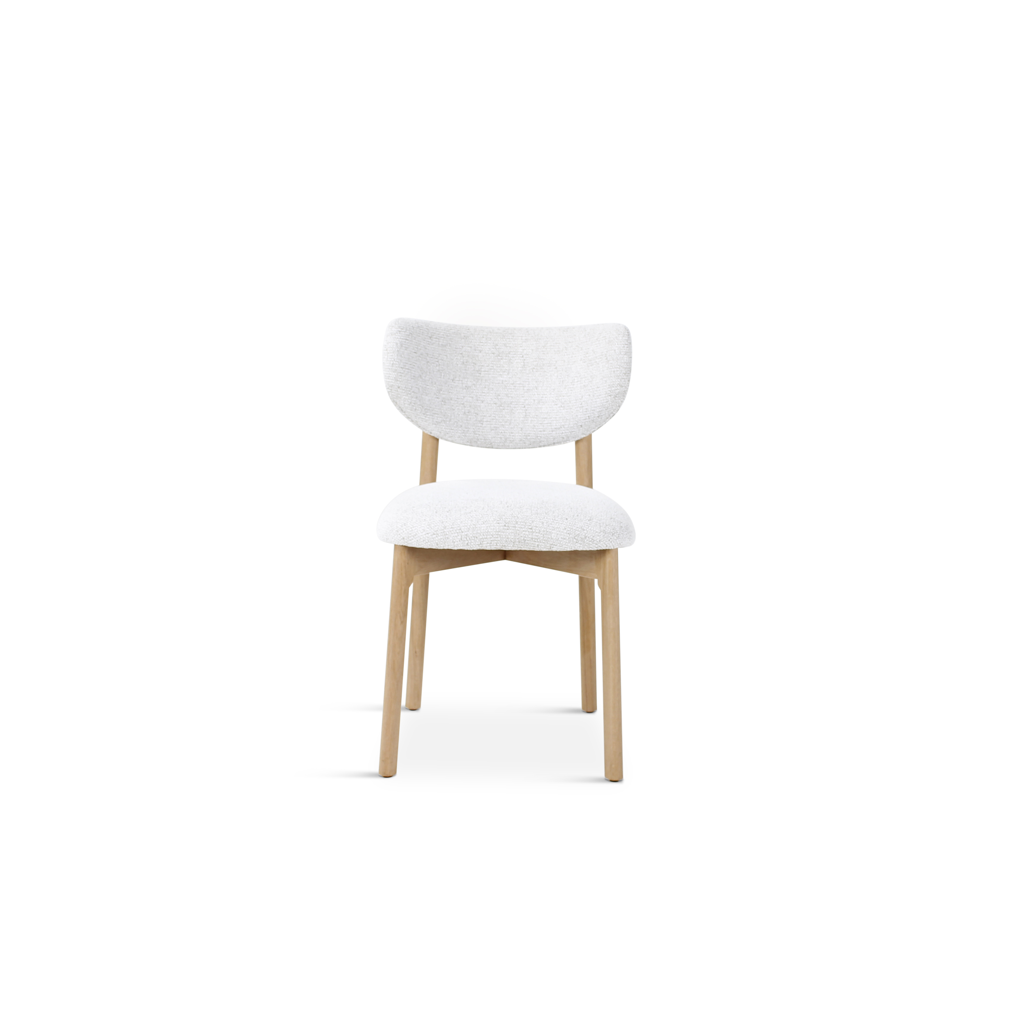 Houten eetkamerstoel met bouclé rug en zitting - Ivory ecru/natuur