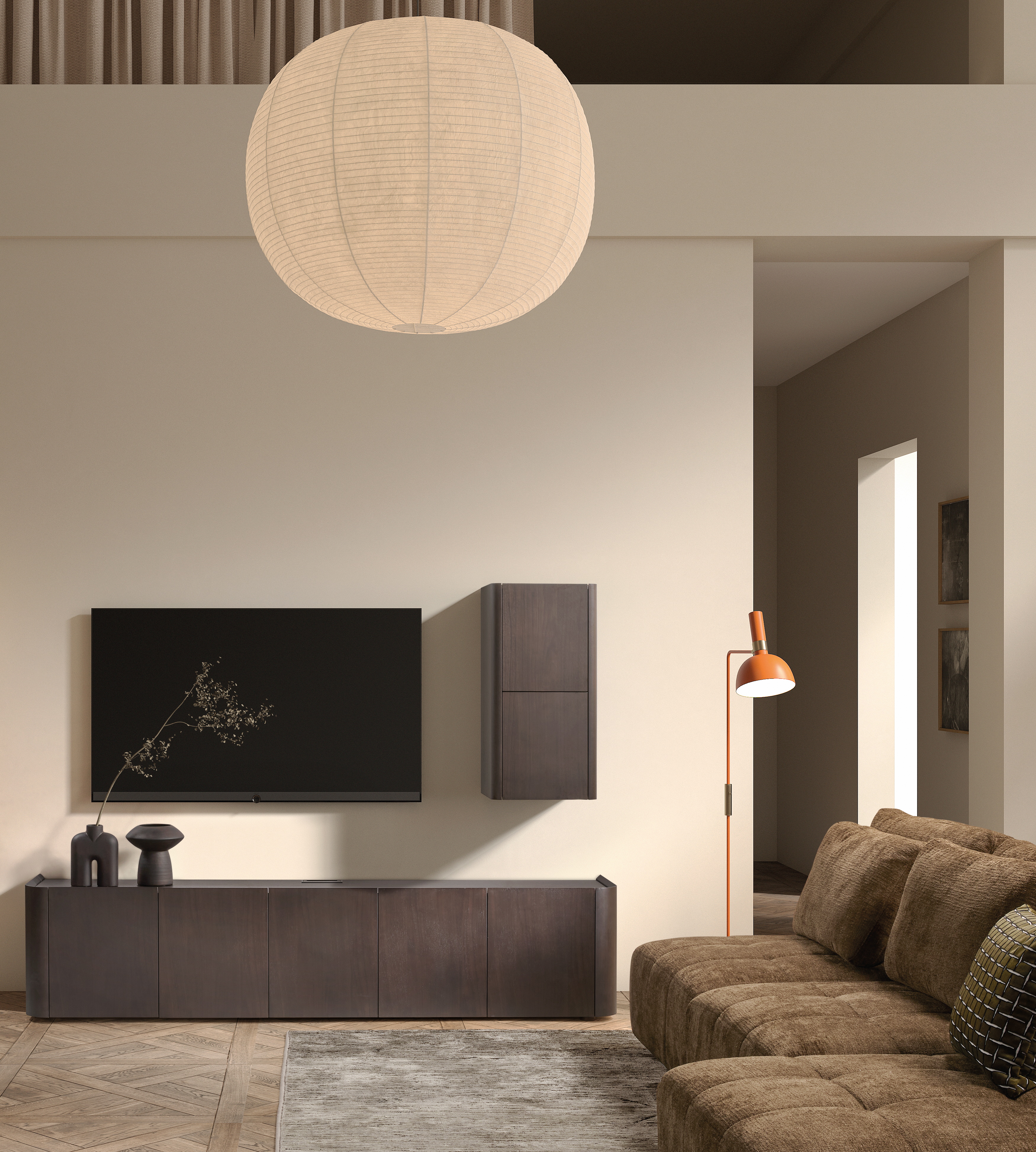 Tv-kast 5 deuren - B220cm - dark walnut